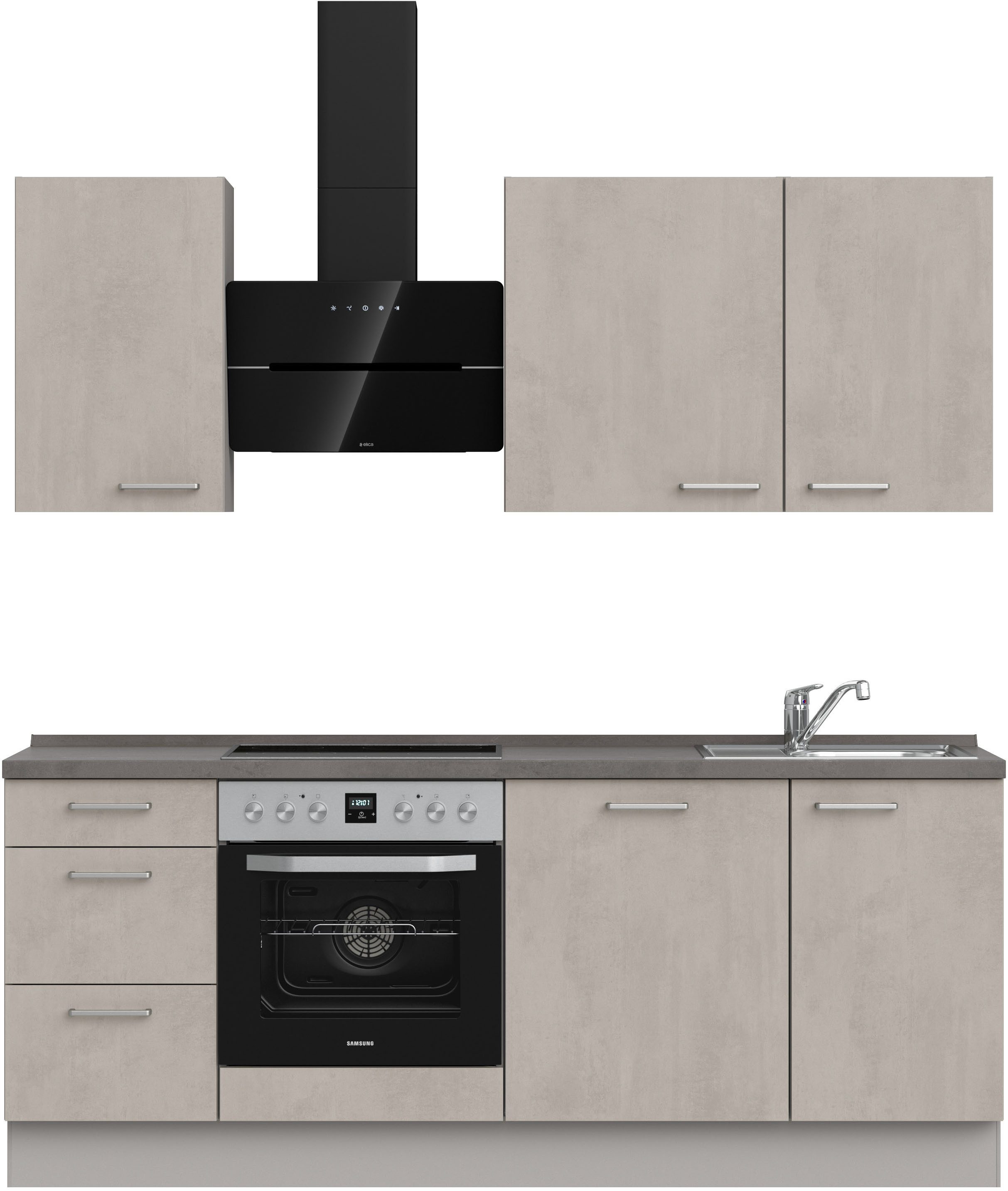 nobilia® Küchenzeile "Riva II", NEU: individuell anpassbar mit gratis Profi-Beratung, vormontiert, Breite 210 cm, Ausrichtung wählbar, wahlw. mit E-Geräten
