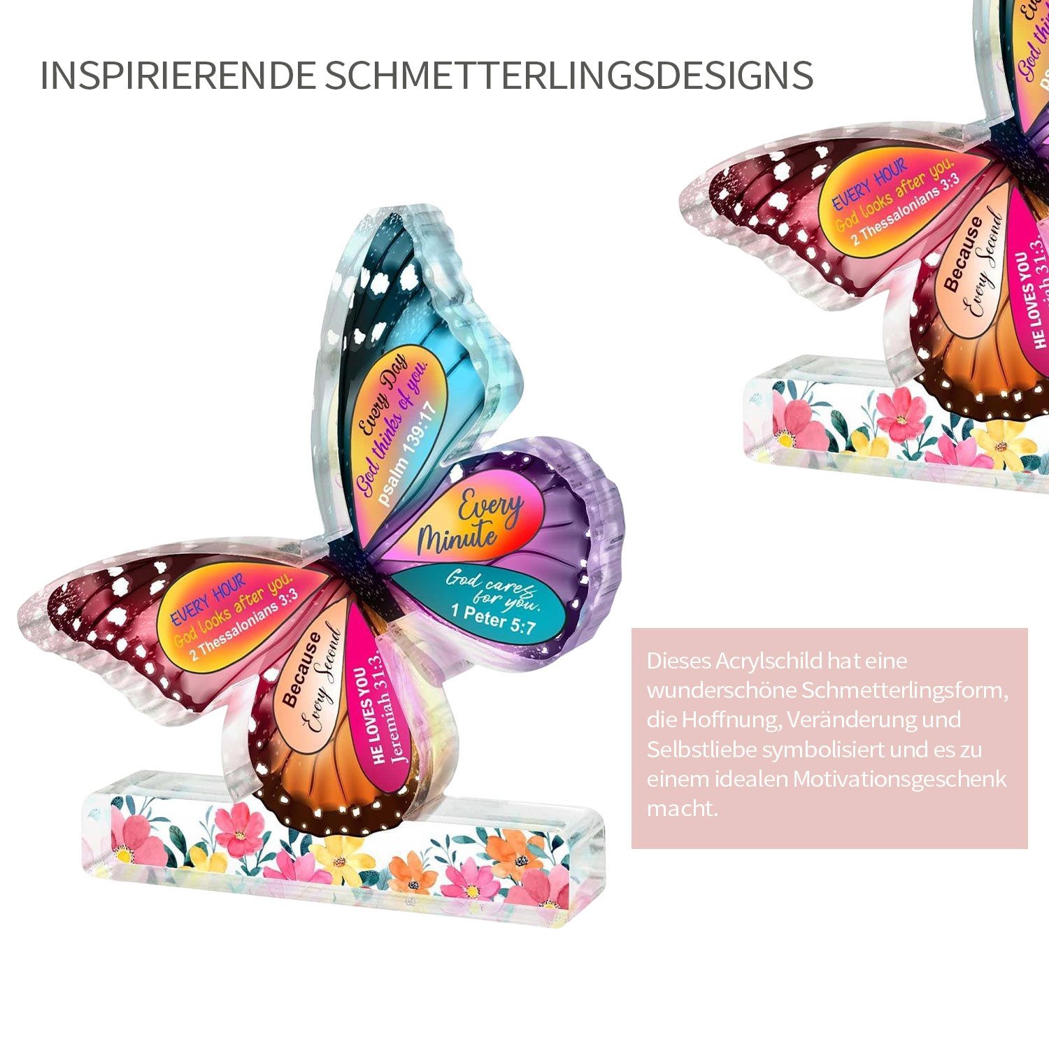 Refttenw Dekofigur Schmetterling-Desktop-Dekoration,Jubiläumsgeschenk-Ornamente,mit Text