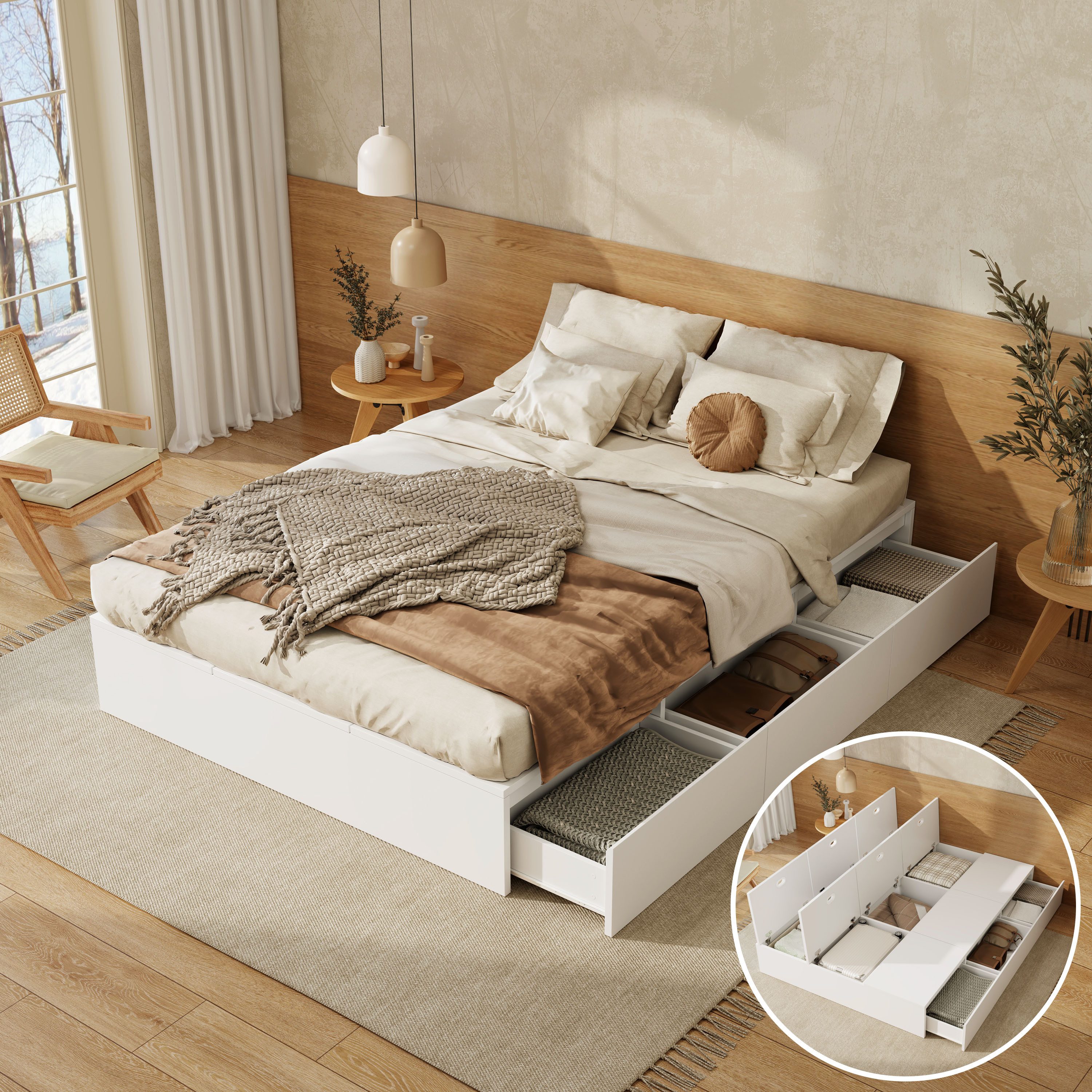 STILVORA Bettgestell 140×200 mit Stauraumbox unter günstig online kaufen