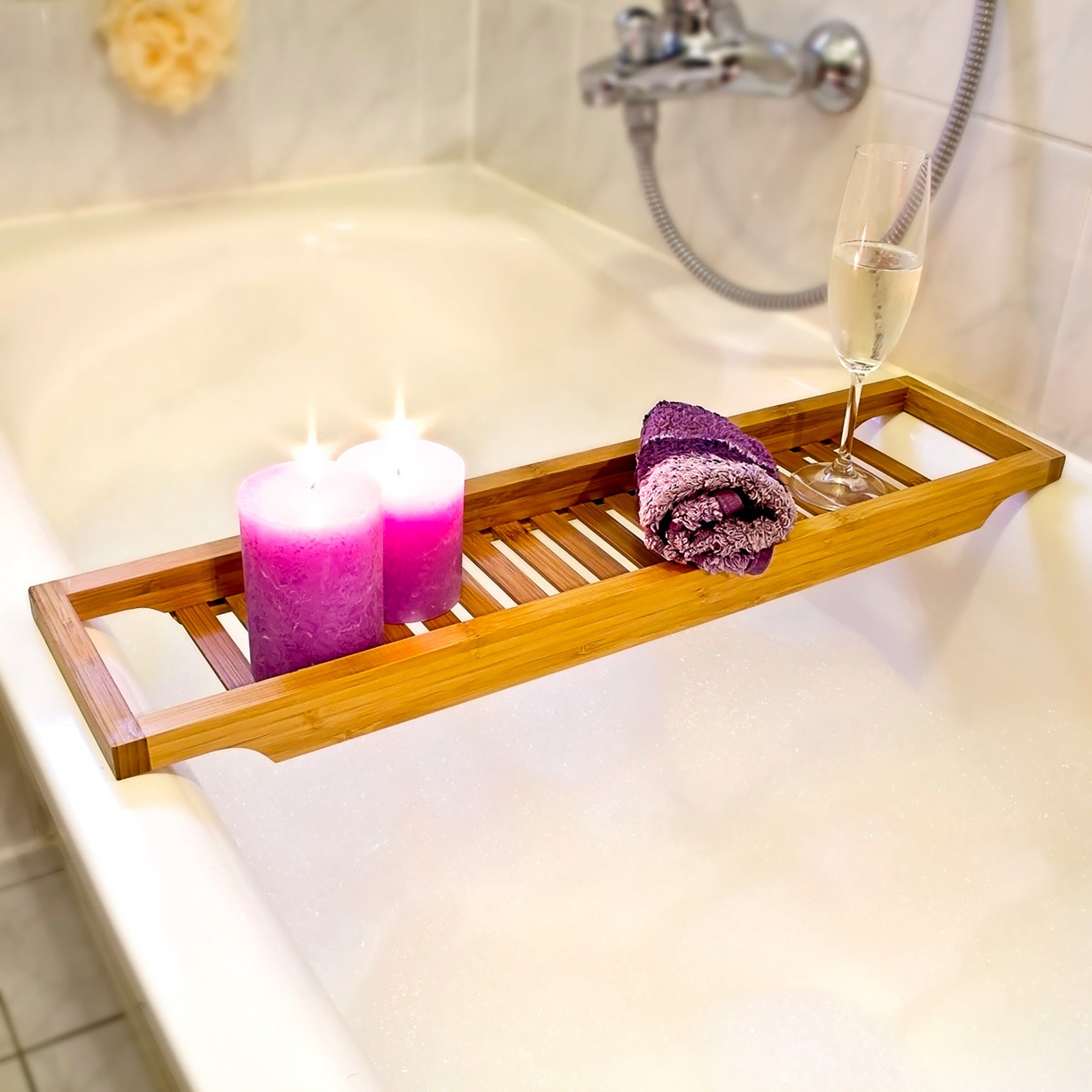 relaxdays Badewannenablage Bambus Badewannenablage günstig online kaufen