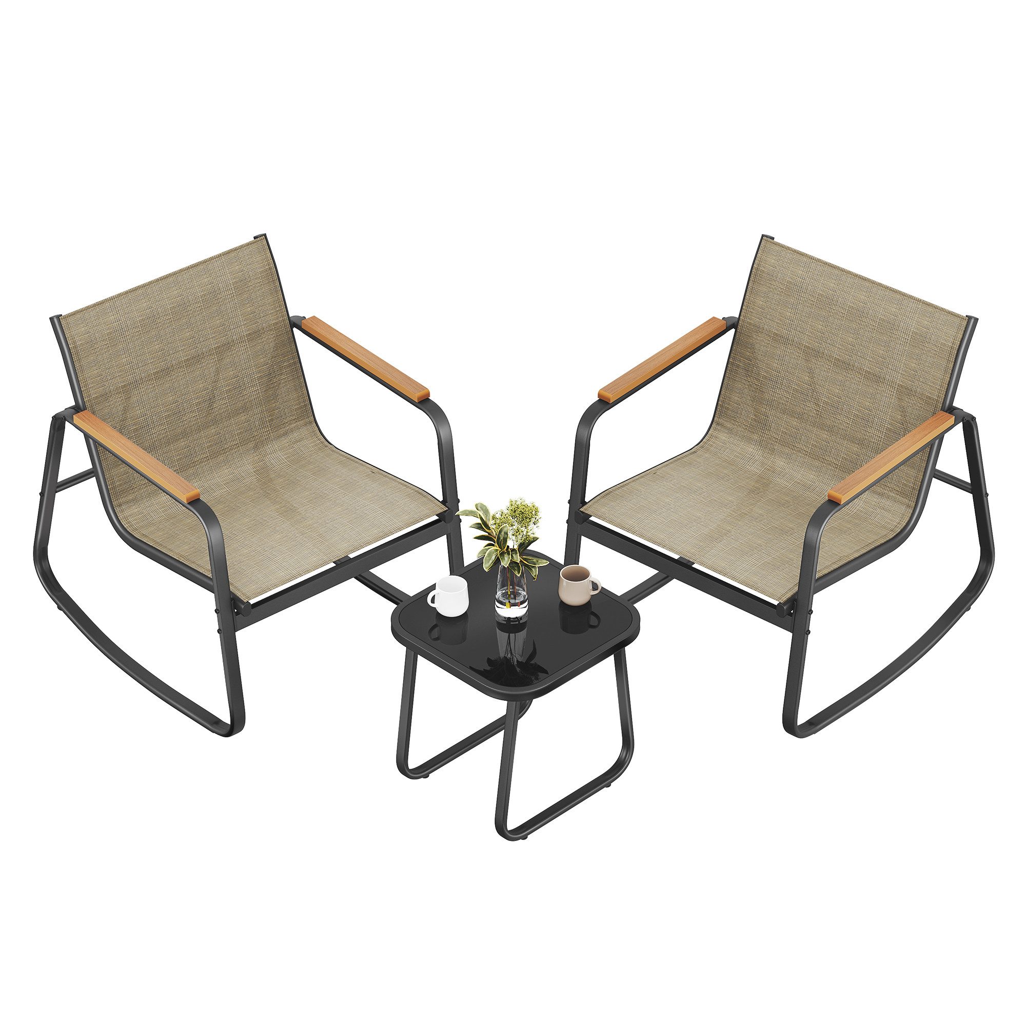 SONGMICS Gartenlounge-Set, (3-tlg), Balkonmöbel, Stahl