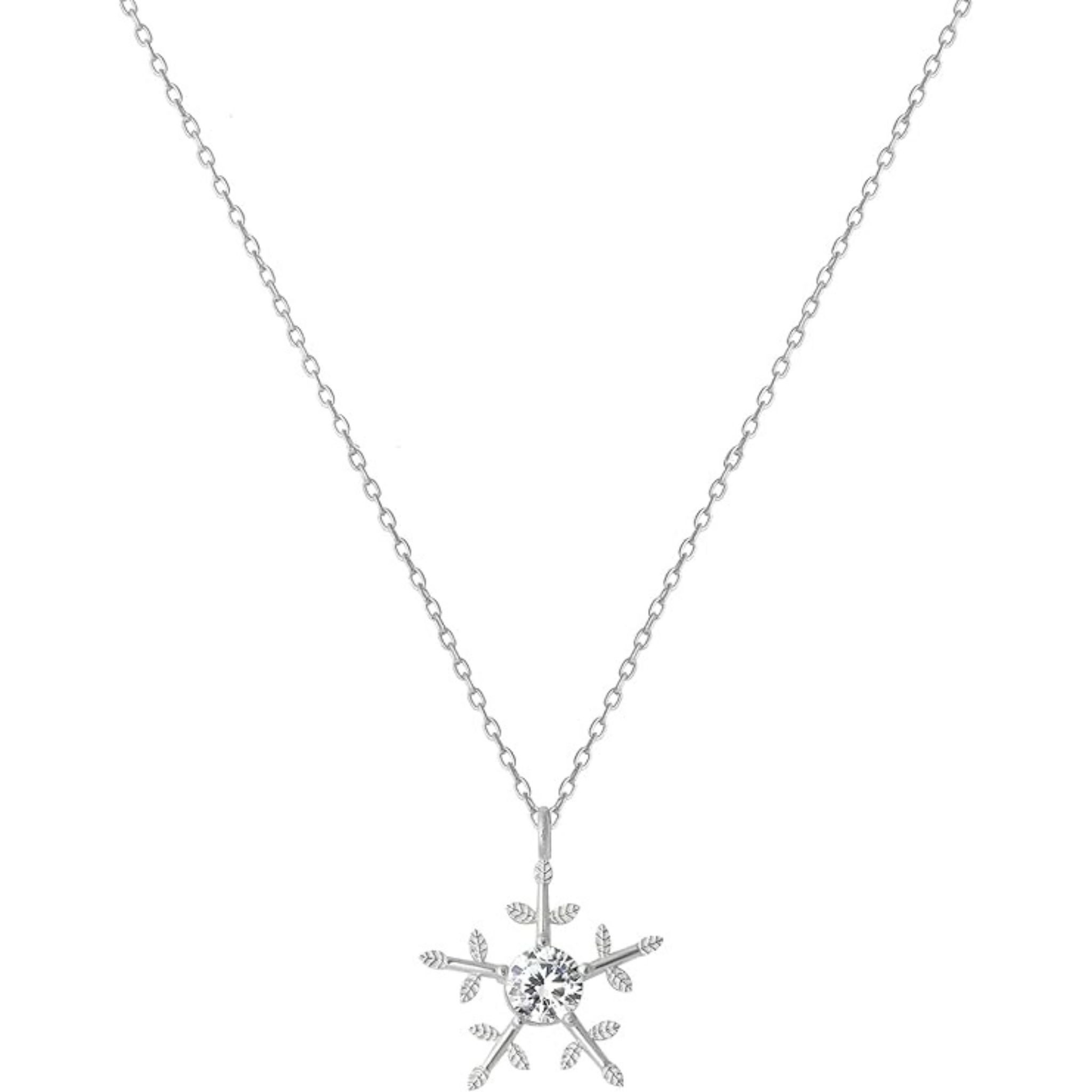 Charm-Kette Schneeflocken Halskette 925 Sterling Silber