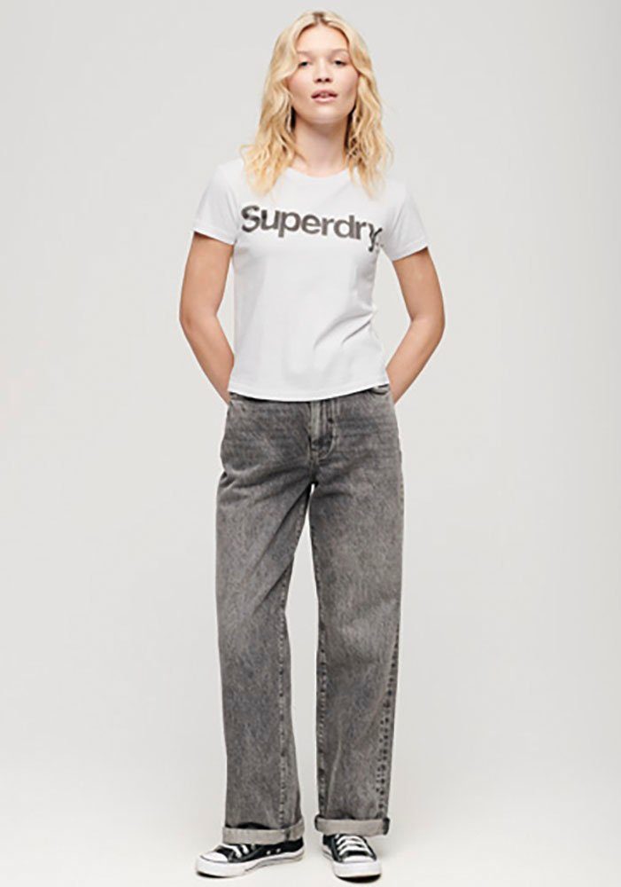 Brilliant TEE Superdry LOGO White T-Shirt CORE FITTED CITY