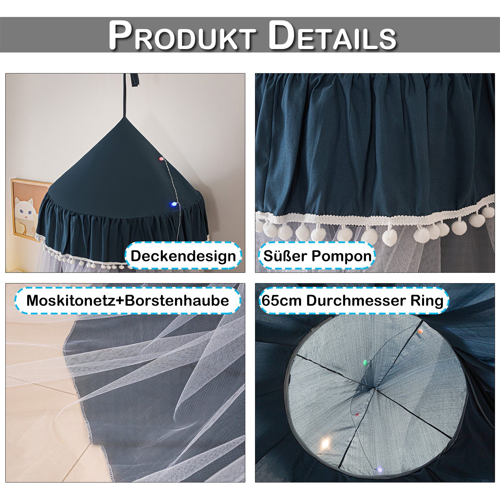 Sunicol Moskitonetz Doppelschicht Moskitonetz, Bett Baldachin, günstig online kaufen