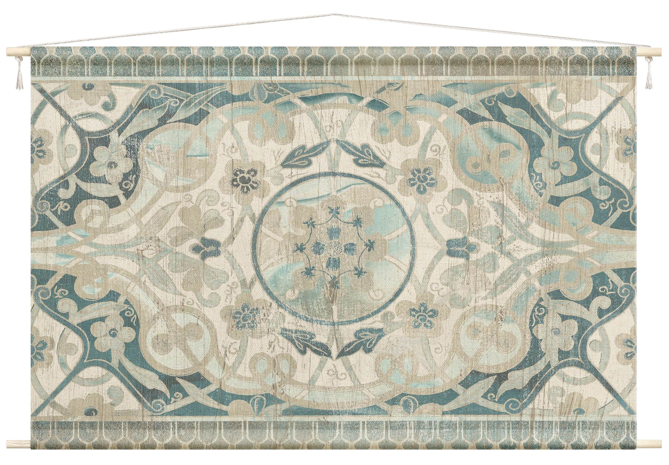 Bilderdepot24 Wandteppich modern Muster Ornamente Orientalisch Vintage weiss, rechteckig, Höhe: 2.6 mm, großes Wandbild aus Natur-Baumwolle Wandbehang Stoffbild Tuch Wollseil
