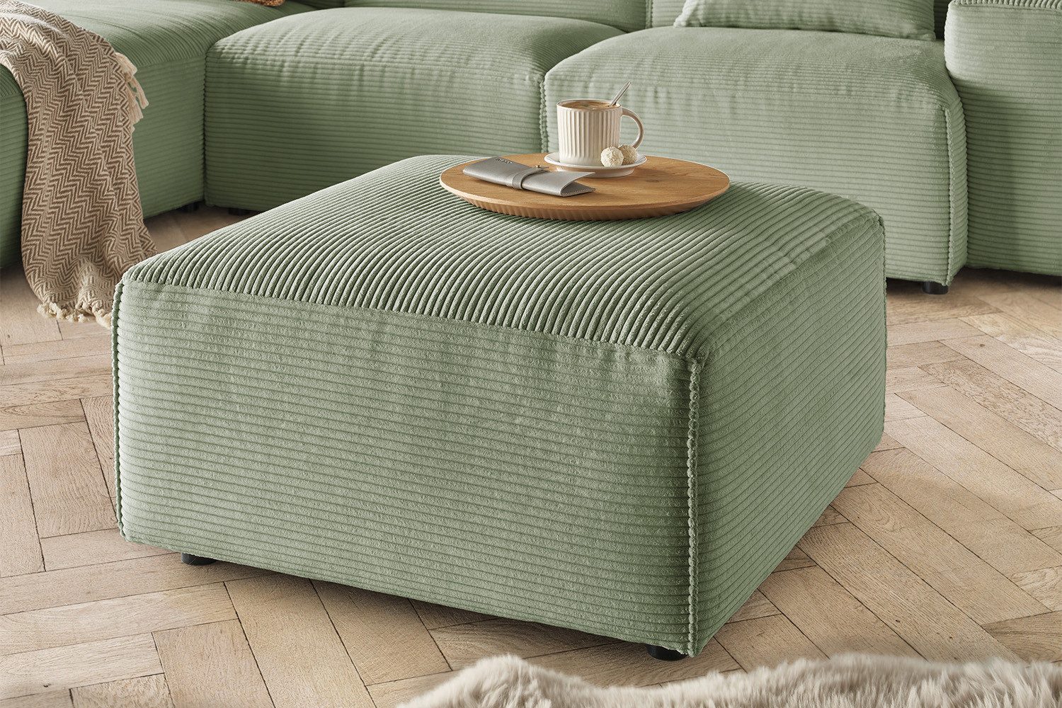 KAWOLA Hocker RANI, Polsterhocker Cord verschiedene günstig online kaufen