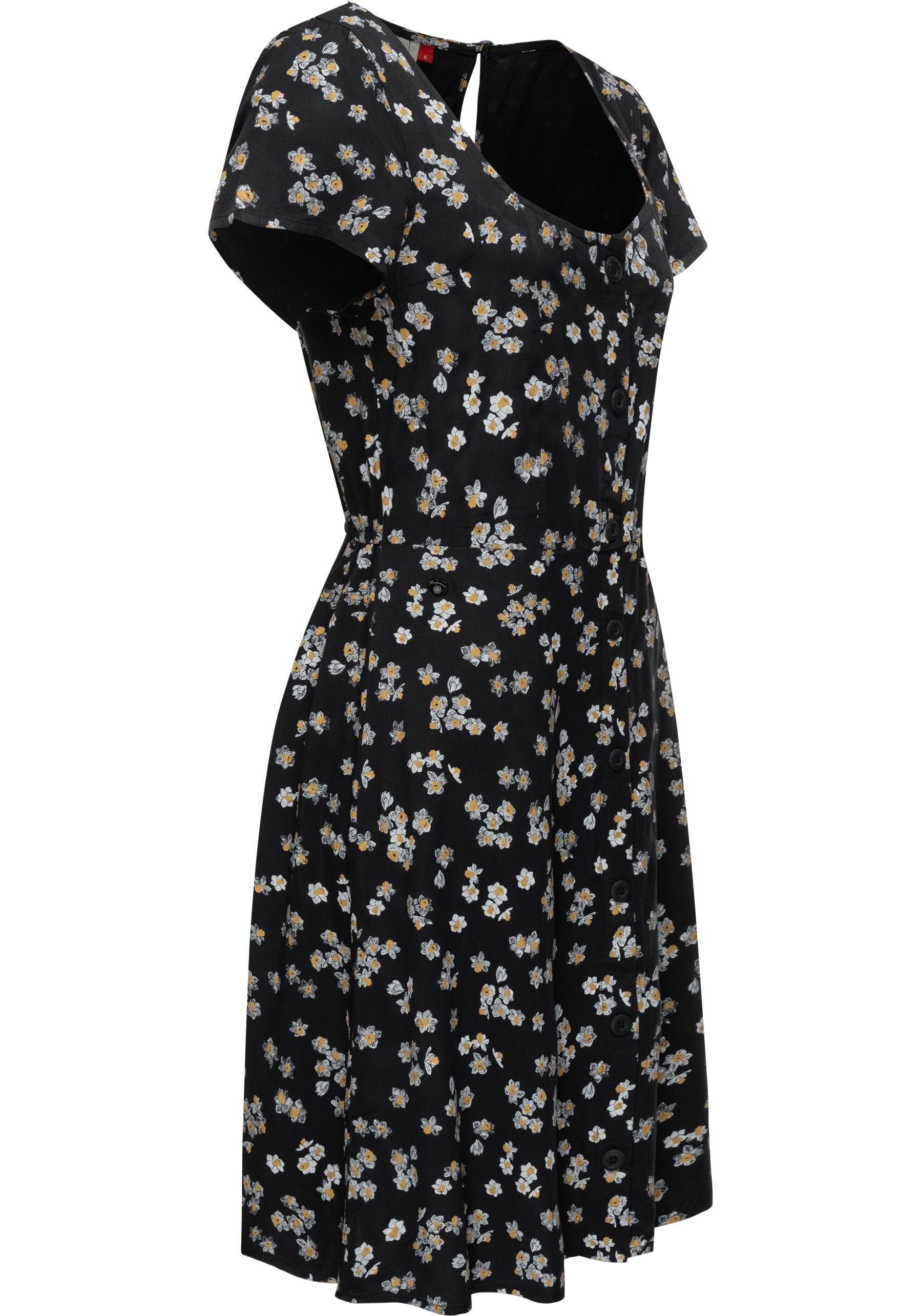 Sommerkleid Allover stylisches Print Blusenkleid mit Ragwear schwarz Anerley