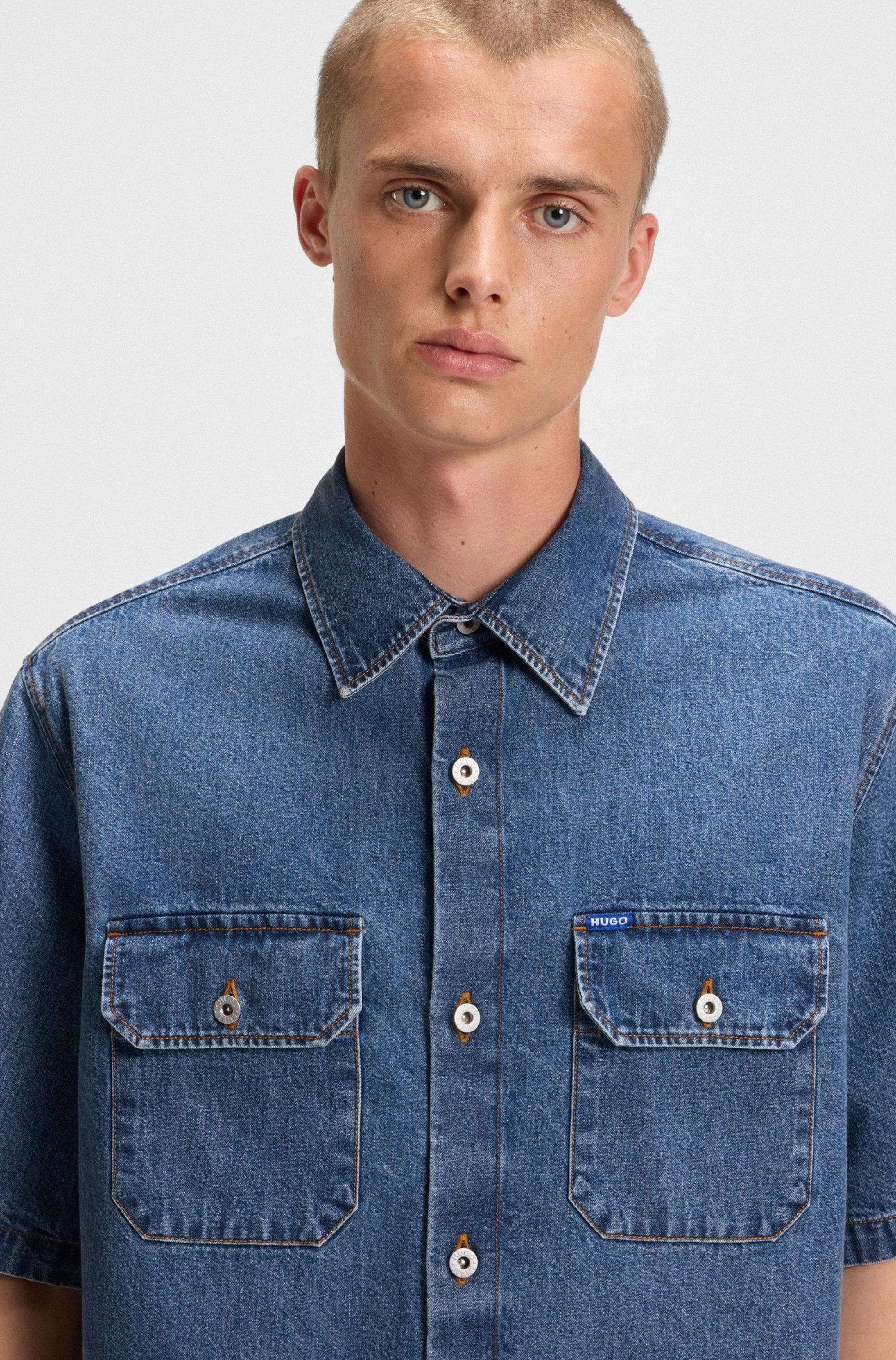 HUGO Blue Jeanshemd Ekyno in oversize Form günstig online kaufen