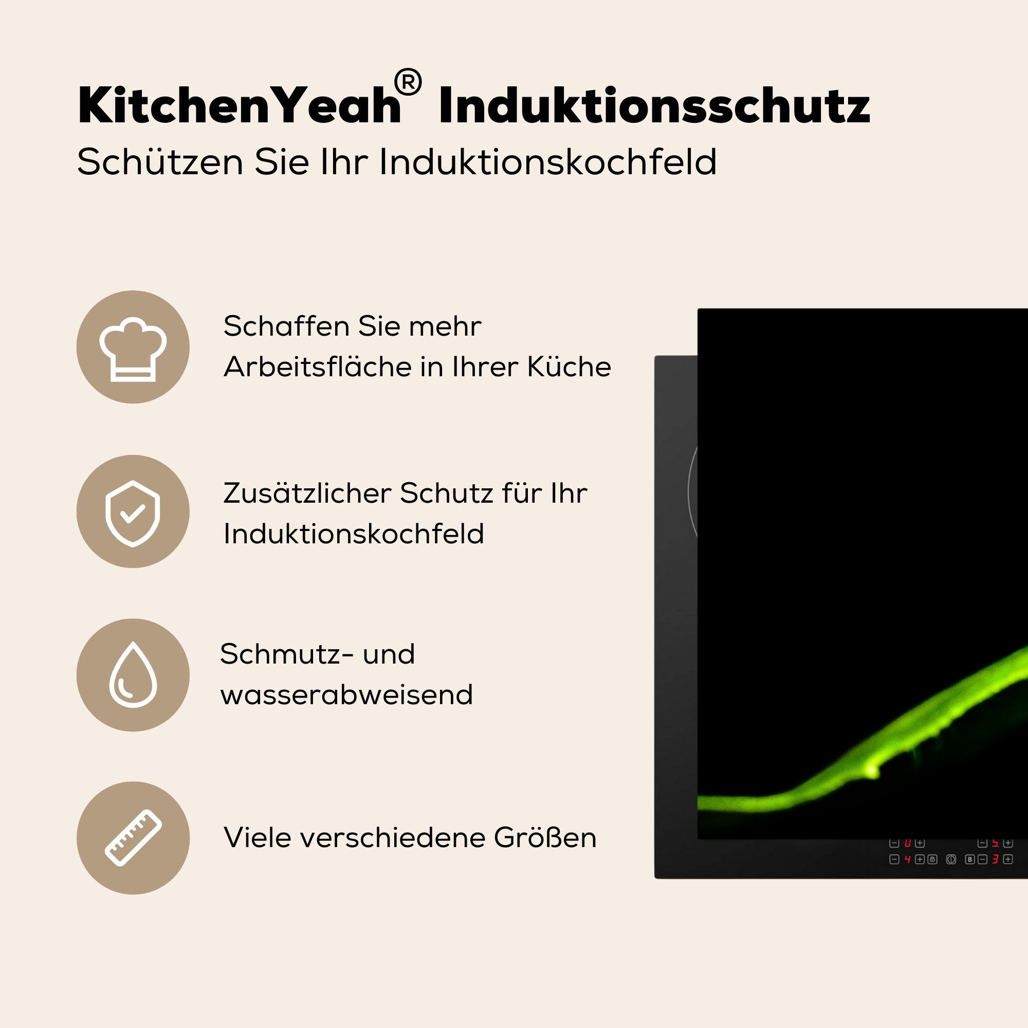 MuchoWow Herdblende-/Abdeckplatte Marienkäfer im cm, Induktionskochfeld küche, Dunkeln, Ceranfeldabdeckung 81x52 die (1 tlg), Schutz für Vinyl