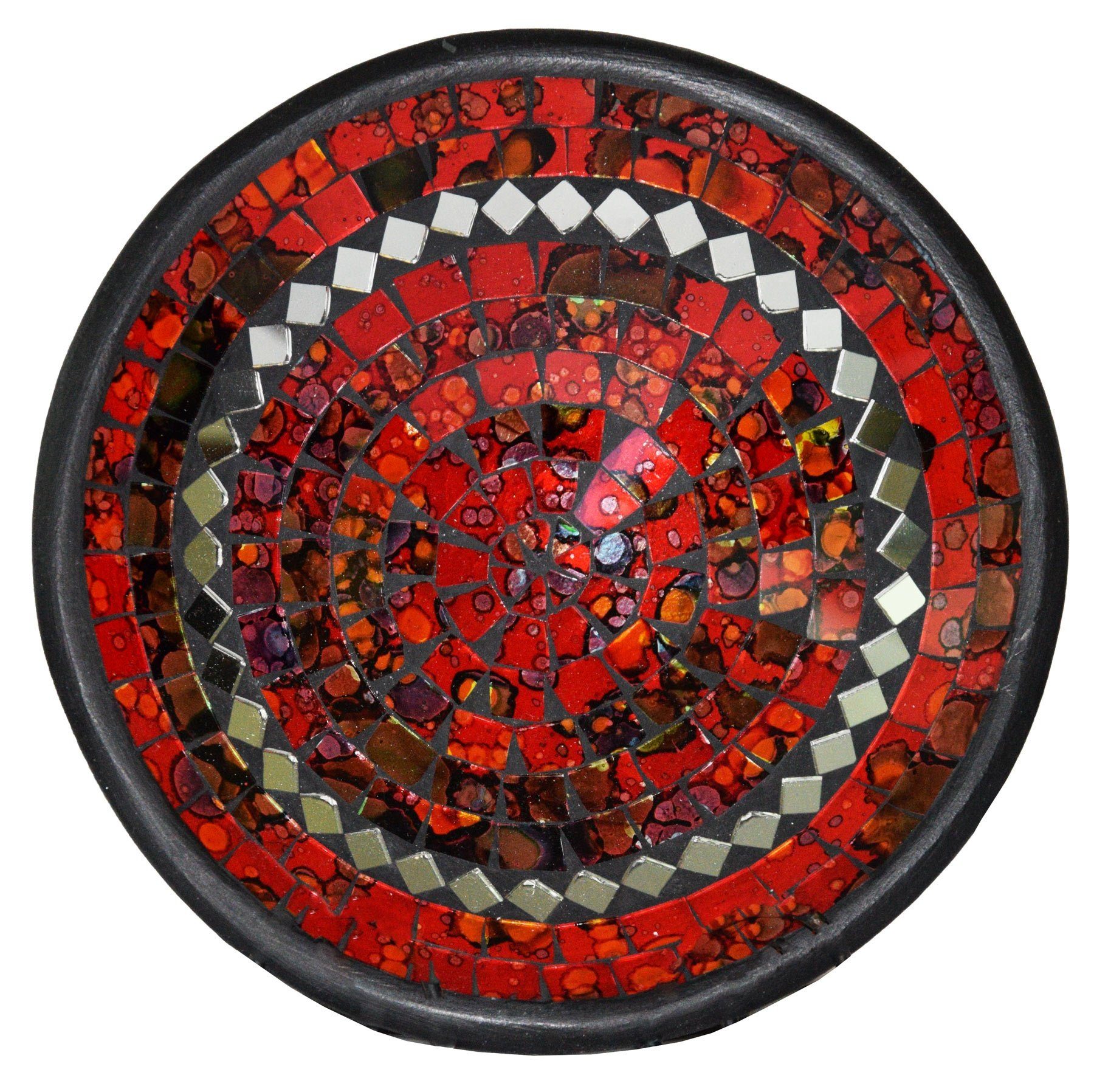 SIMANDRA Dekoschale Mosaikschale Tonschale rund Spiegel L Rot | Dekoschalen