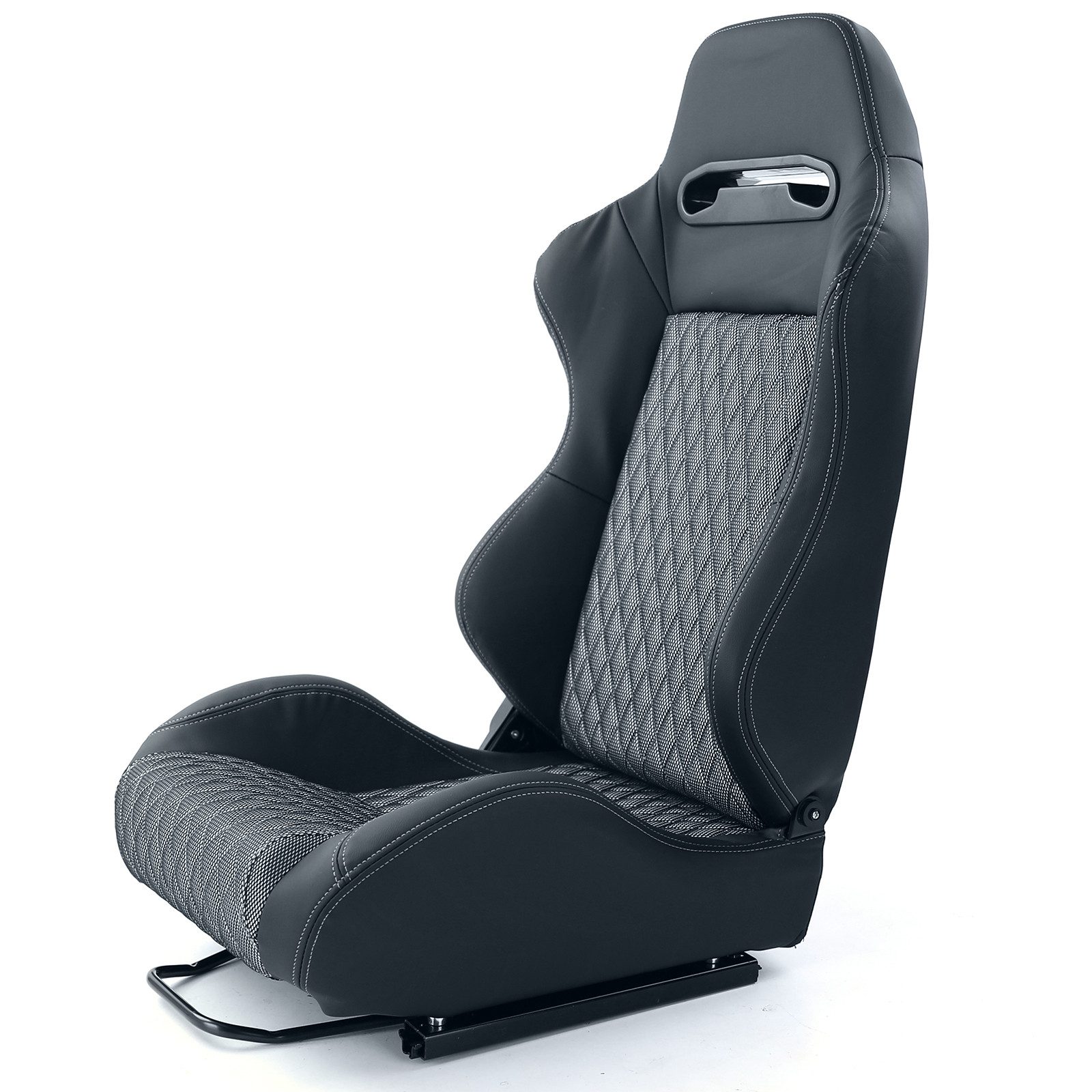 Tenzo-R Gaming Chair Sportsitz Spielekonsole Sim Racing Schwarz Silber mit Rauten