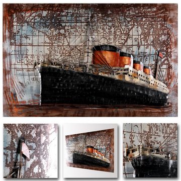 Home4Living Metallbild Wandbild 3D 120x80cm handmade Unikat Relief, Vessel, 3D Effekt