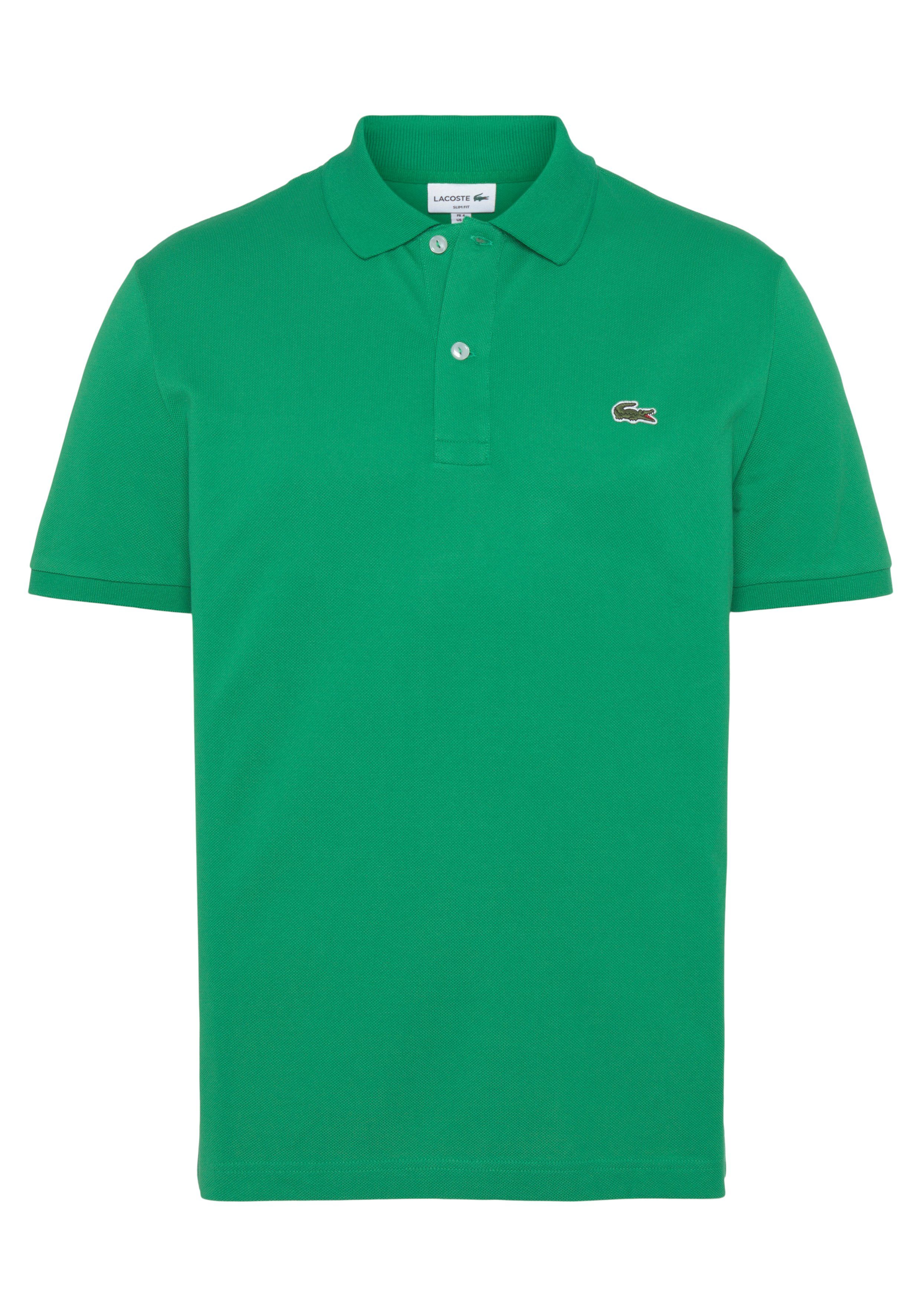 Logostickerei mit (1-tlg) Poloshirt Lacoste grün