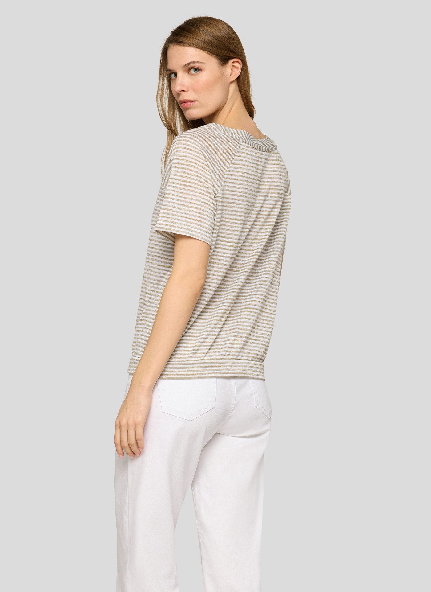 Rabe Kurzarmshirt im Streifen-Look und mit Rundhals