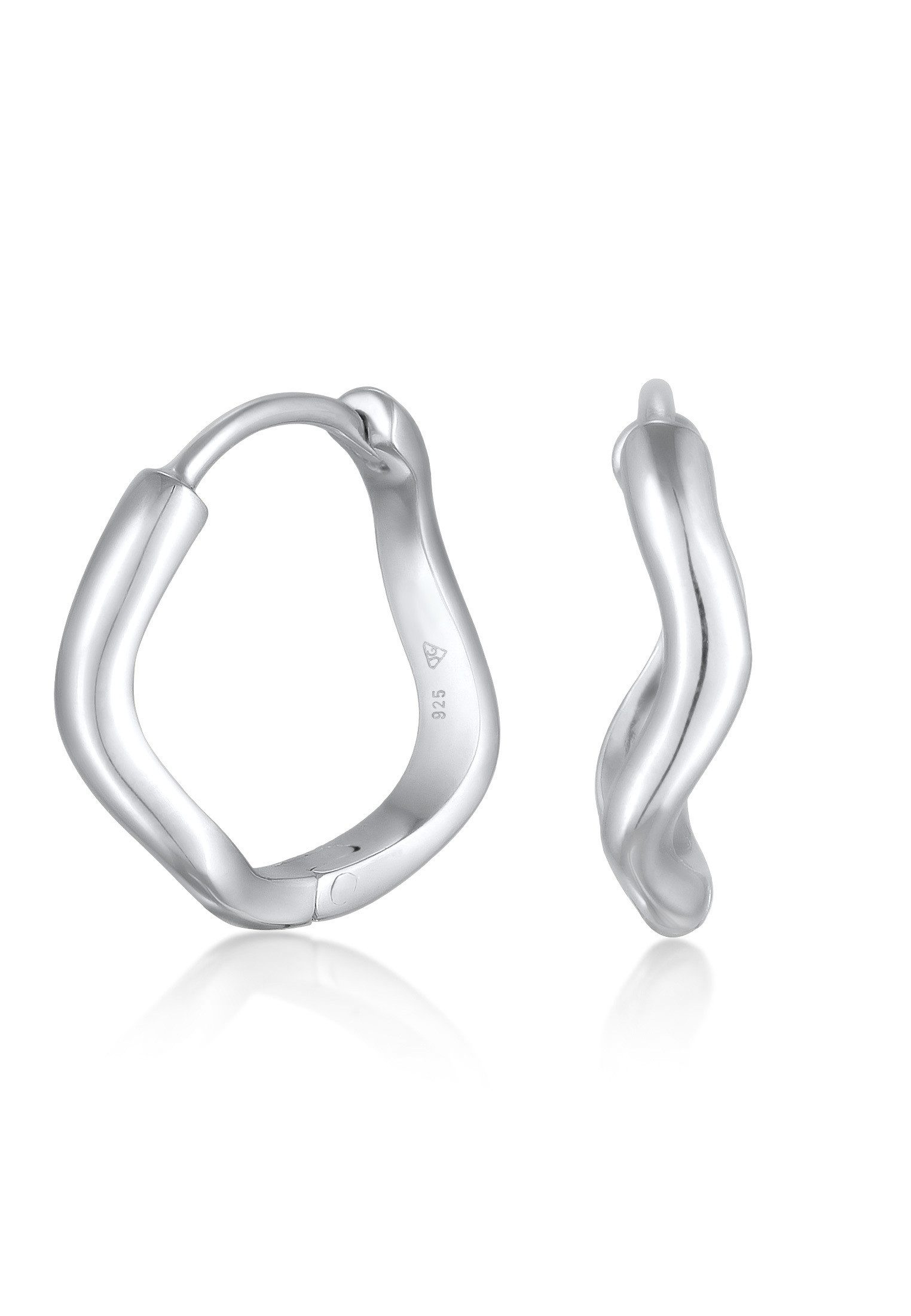Elli Paar Creolen Creolen Wellen Wave Design 925 Silber vergoldet