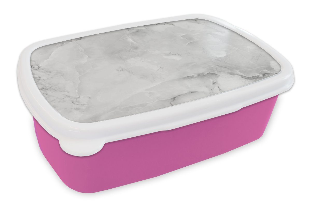 MuchoWow Lunchbox Marmor - Textur - Weiß, Kunststoff, (2-tlg), Brotbox für Erwachsene, Brotdose Kinder, Snackbox, Mädchen, Kunststoff rosa