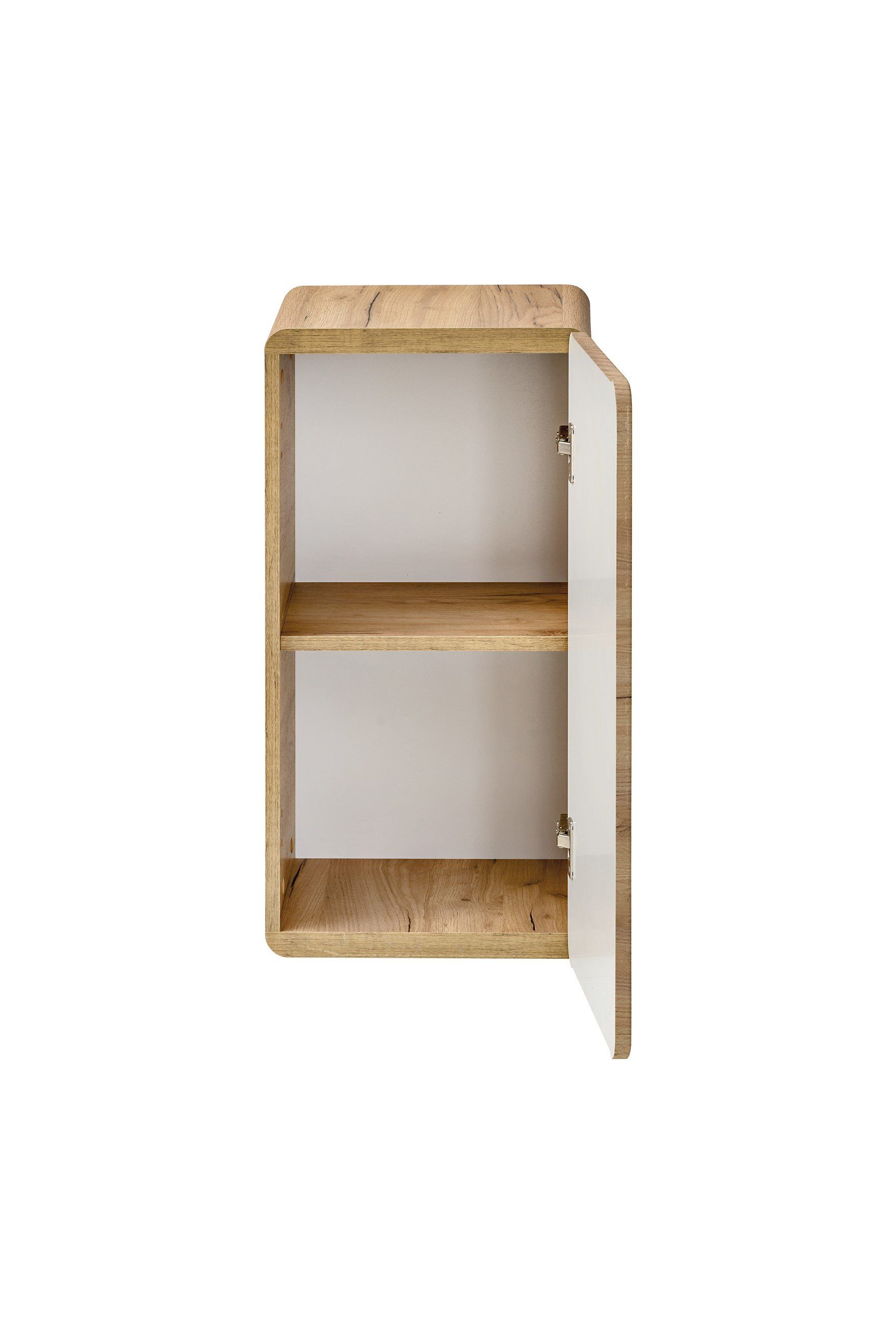 Fun Möbel Badmöbel-Set Badmöbel Set 5-tlg Badezimmerset FERMO Gold Eiche Waschtisch 60cm 80cm, (Set, 5-St., Waschbeckenschrank, Becken 60 oder 80 cm, Spiegel LED, Hängeschränke), Schubladen und Türen mit Soft-Close-System, Spiegel inkl. LED