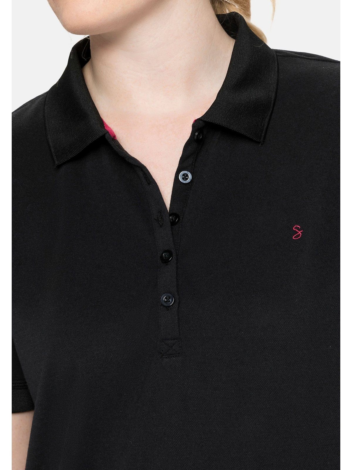 Sheego Funktionsshirt Piqué-Qualität, Große mit Teilungsnähten in Größen schwarz