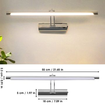 LETGOSPT LED Spiegelleuchte 12W LED Spiegelleuchte Badleuchte Schrankleuchte Schrankleuchte 55cm, LED fest integriert, 1200LM Badezimmer Lampe, Badlampe Spiegellampe LED Spiegelleuchte