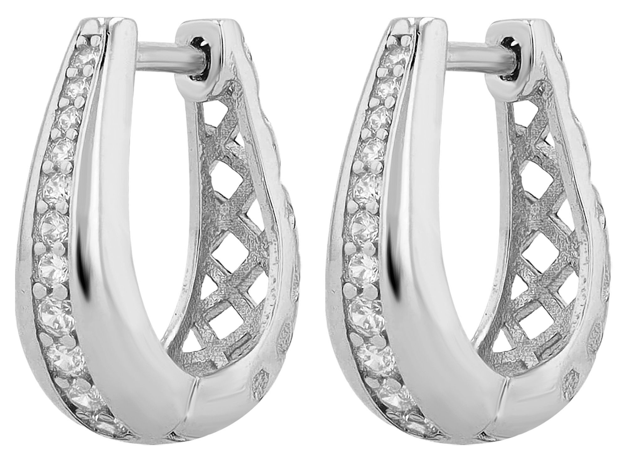 Adelia´s Klappcreolen Ohrringe – Klappcreole aus 925 Silber mit Zirkonia, Schöne Geschenkidee zum Muttertag