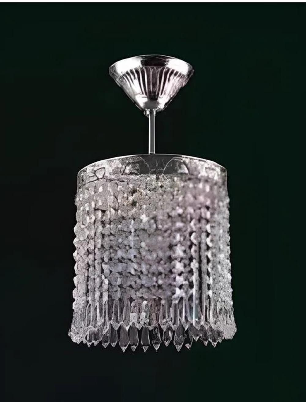Xlmoebel Kronleuchter Silberne Deckenleuchte mit Kristallakzenten und elegantem Design, Keine Funktionen, Hergestellt in Europa
