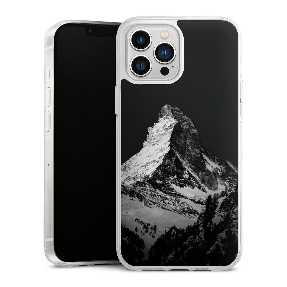 DeinDesign Handyhülle Berg Schnee Alpspitze Snow Capped Mountains Grayscale, Apple iPhone 13 Pro Max Silikon Hülle Bumper Case Handy Schutzhülle