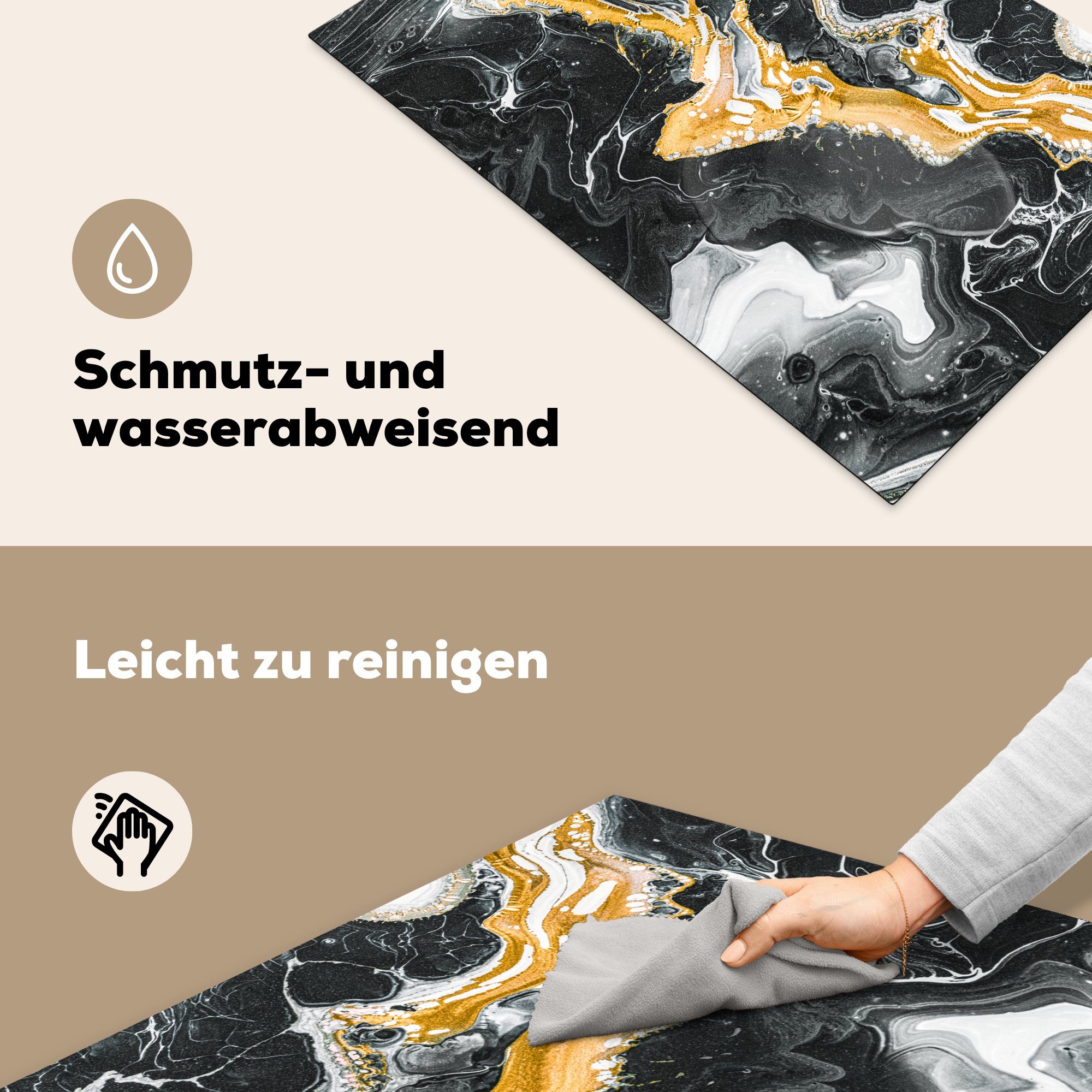 81x52 Ceranfeldabdeckung Glocken, Schutz - (1 Marmor tlg), für Schwarz cm, küche, Induktionskochfeld - Herdblende-/Abdeckplatte MuchoWow Vinyl, die