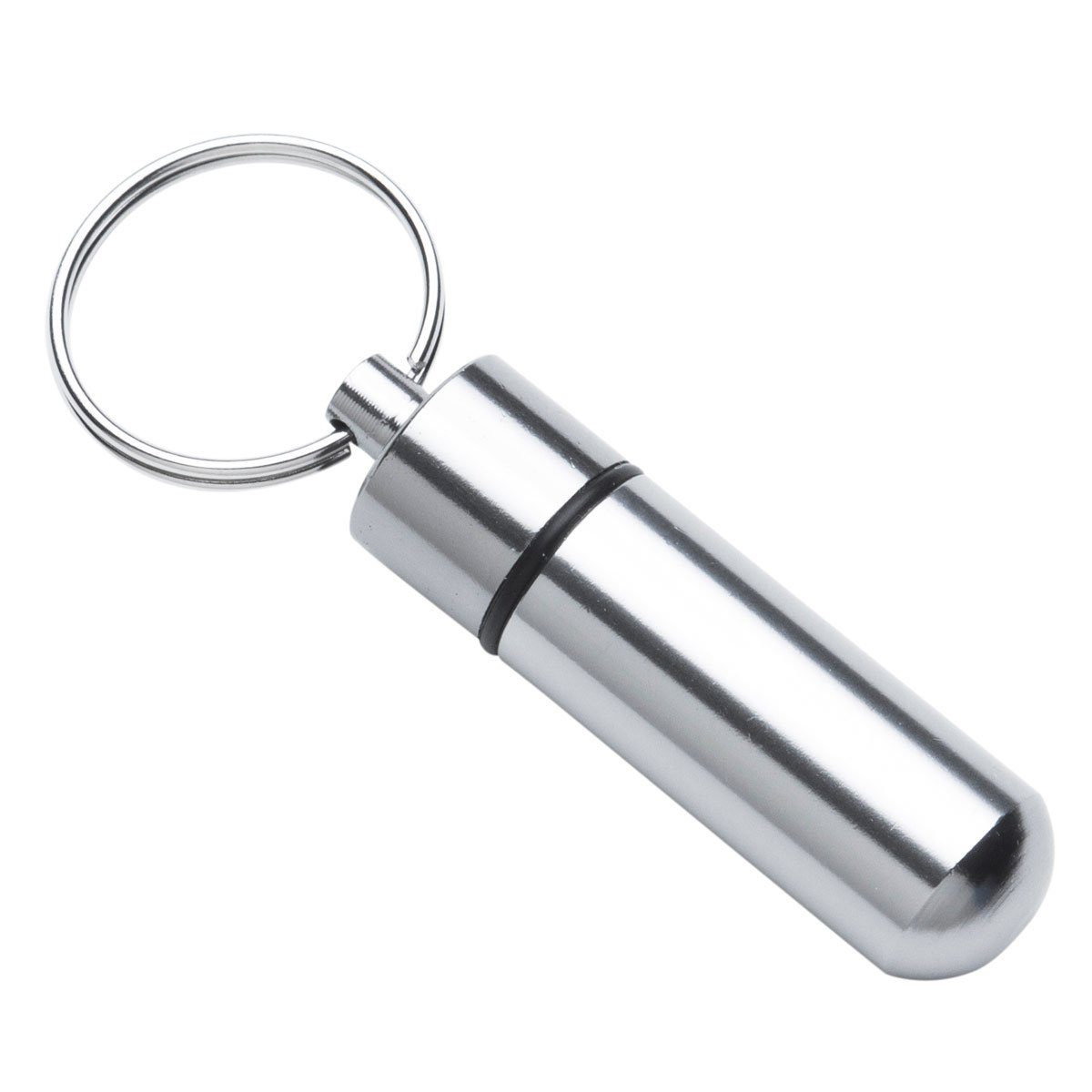 Goods+Gadgets Pillendose Mini Aluminium Pillendose Wasserdichte Reise Kapsel Schlüsselanhänger (Schlüsselanhänger, Metall-Kapsel), 52 mm lang