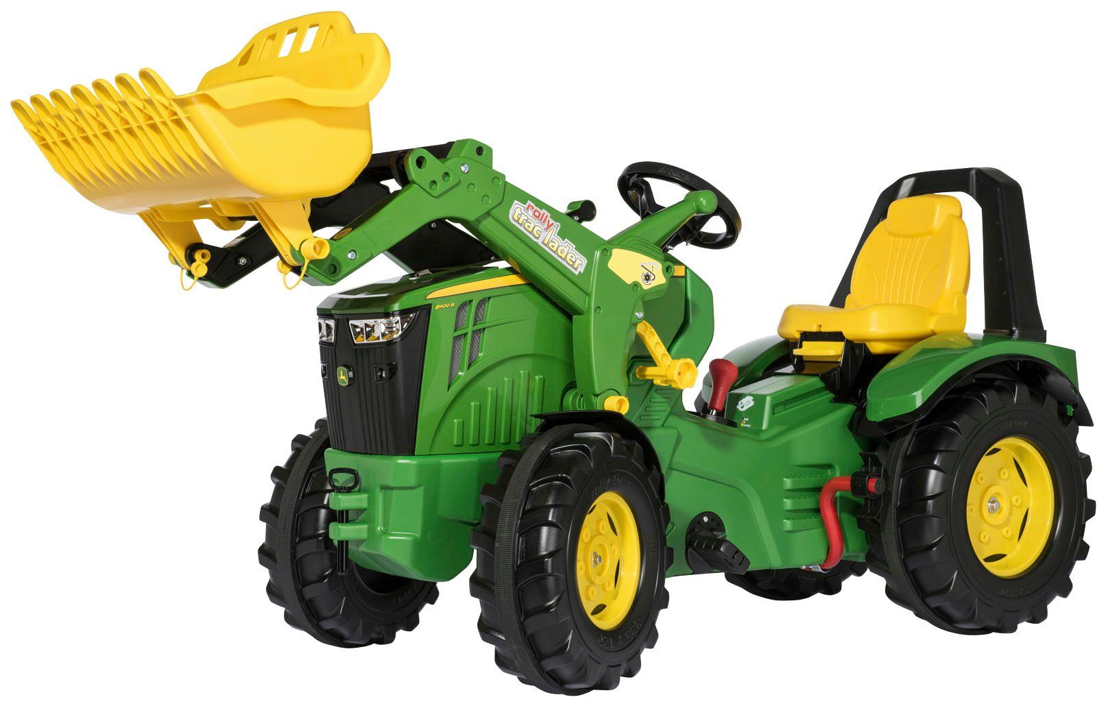 rolly toys® Trettraktor rollyX-Trac Premium John Deere 8400R, inkl. rollyTrac Lader und Zweigangschaltung