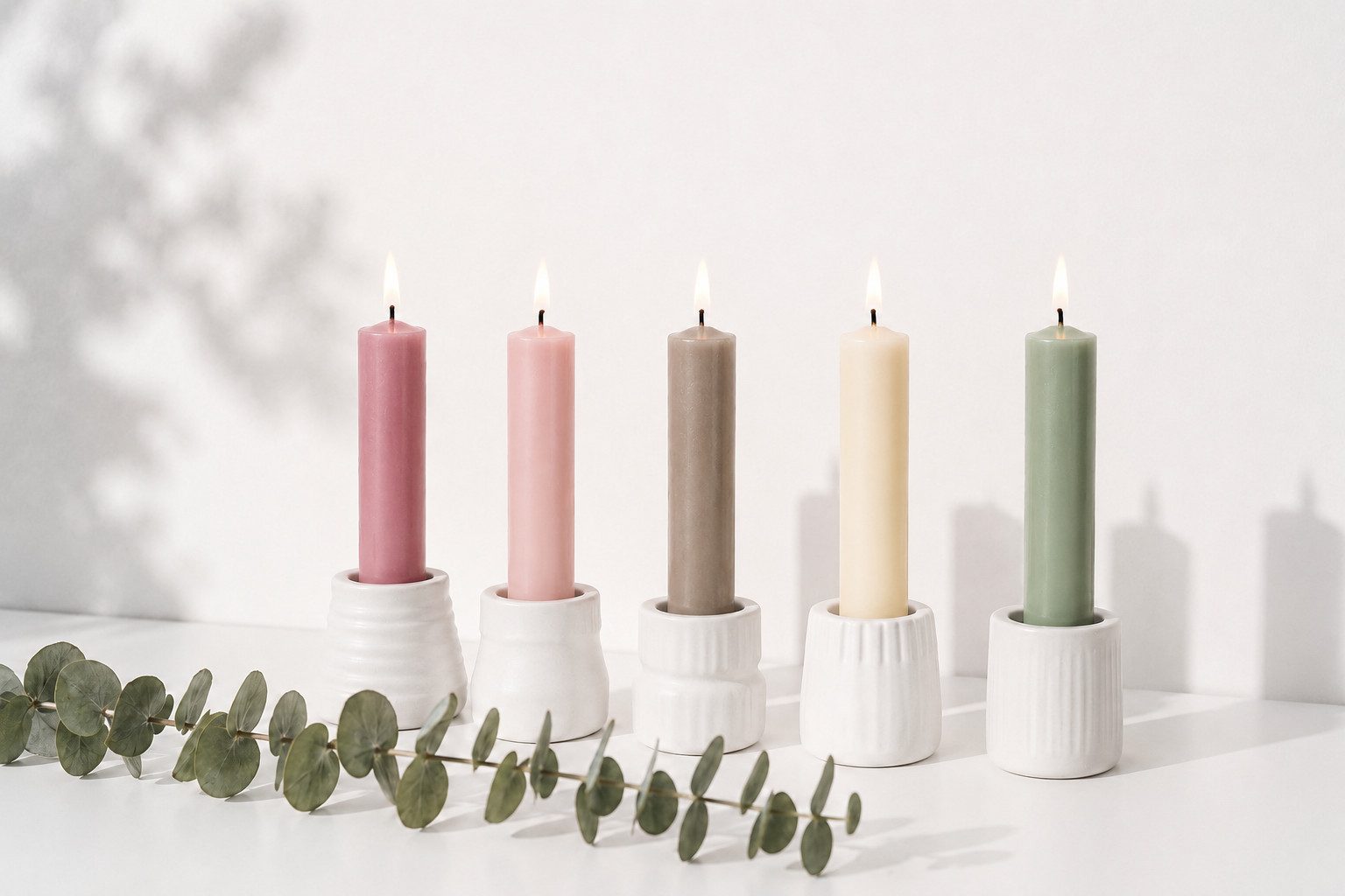 Hahn Kerzenfarm Spitzkerze Otto Kurze Stabkerzen Farbmix „Soft Garden“ Set 9, durchgängig gefärbt, RAL Farben, Made in Germany, tropffrei