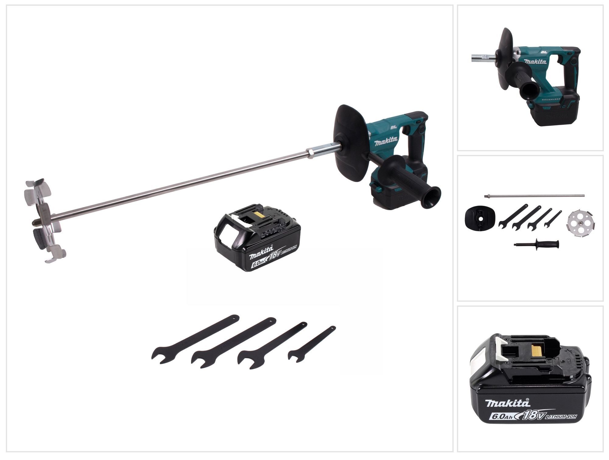 Makita Rührwerk DUT 130 G1 Akku Rührgerät 18V M14 Brushless + 1x Akku 6,0Ah - ohne La
