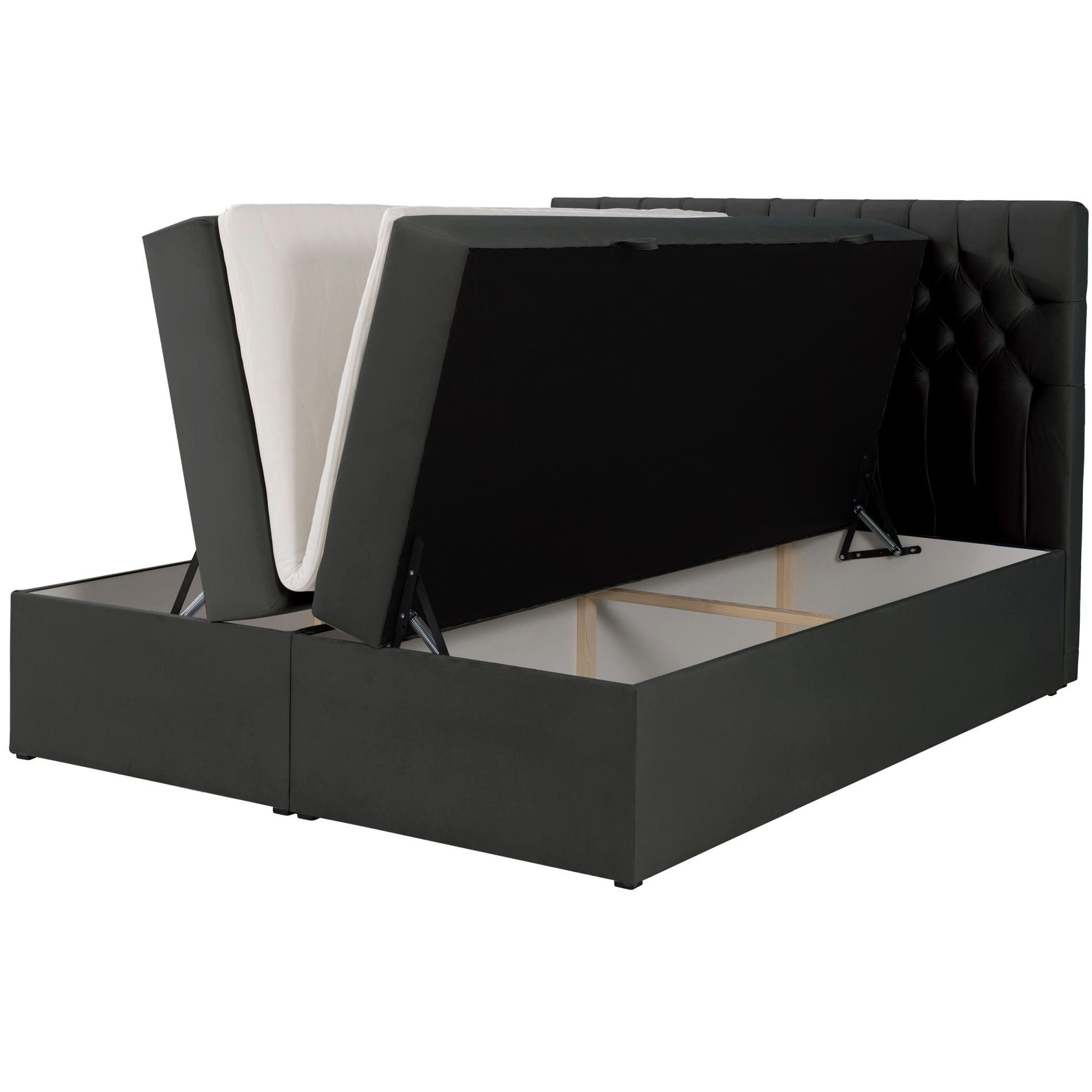Selsey Boxbett DAISSY, Bett mit Kopfteil Matratze, Topper und Bettkasten, Velours