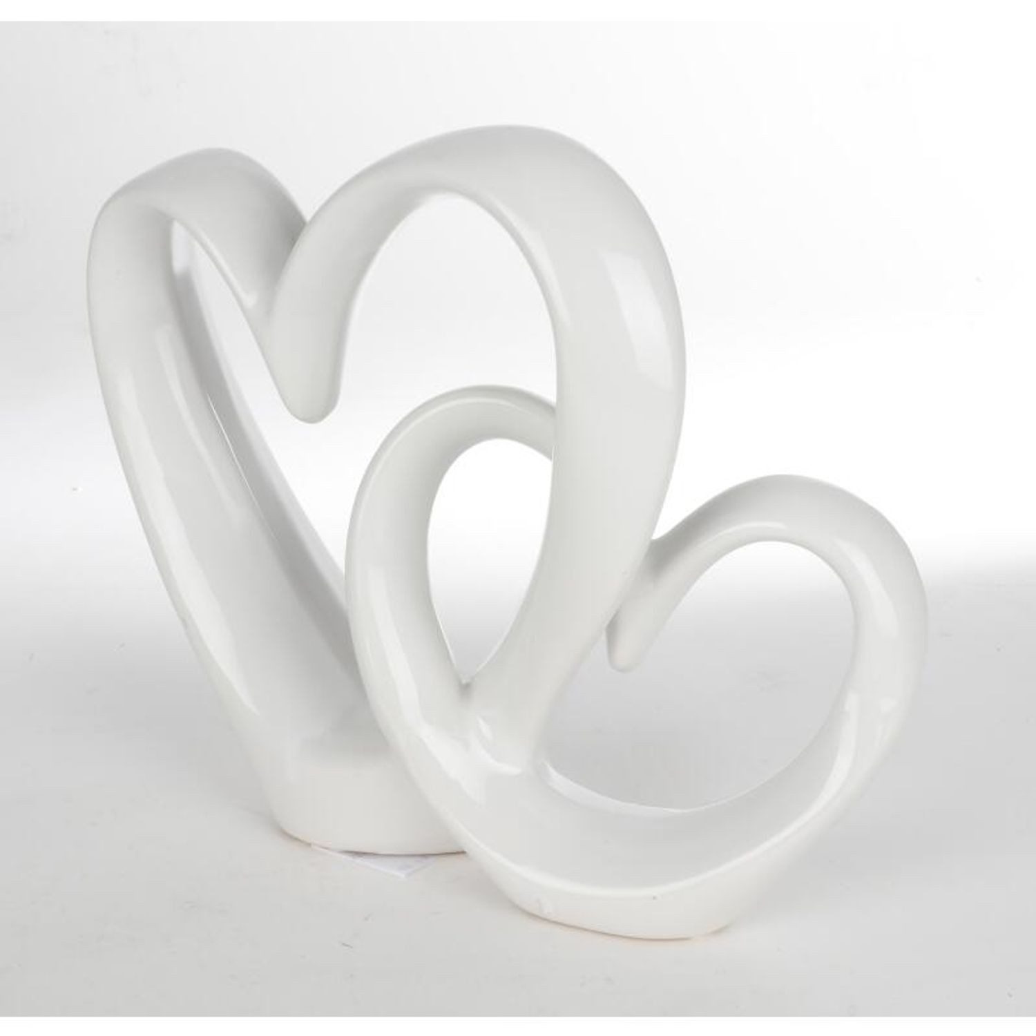 BURI Dekofigur 6x Deko-Herzen weiß Dekofigur Dekoherz Keramik Herz Skulptur Tischdeko
