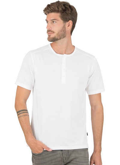 Trigema T-Shirt TRIGEMA T-Shirt mit Knopfleiste DELUXE Baumwolle
