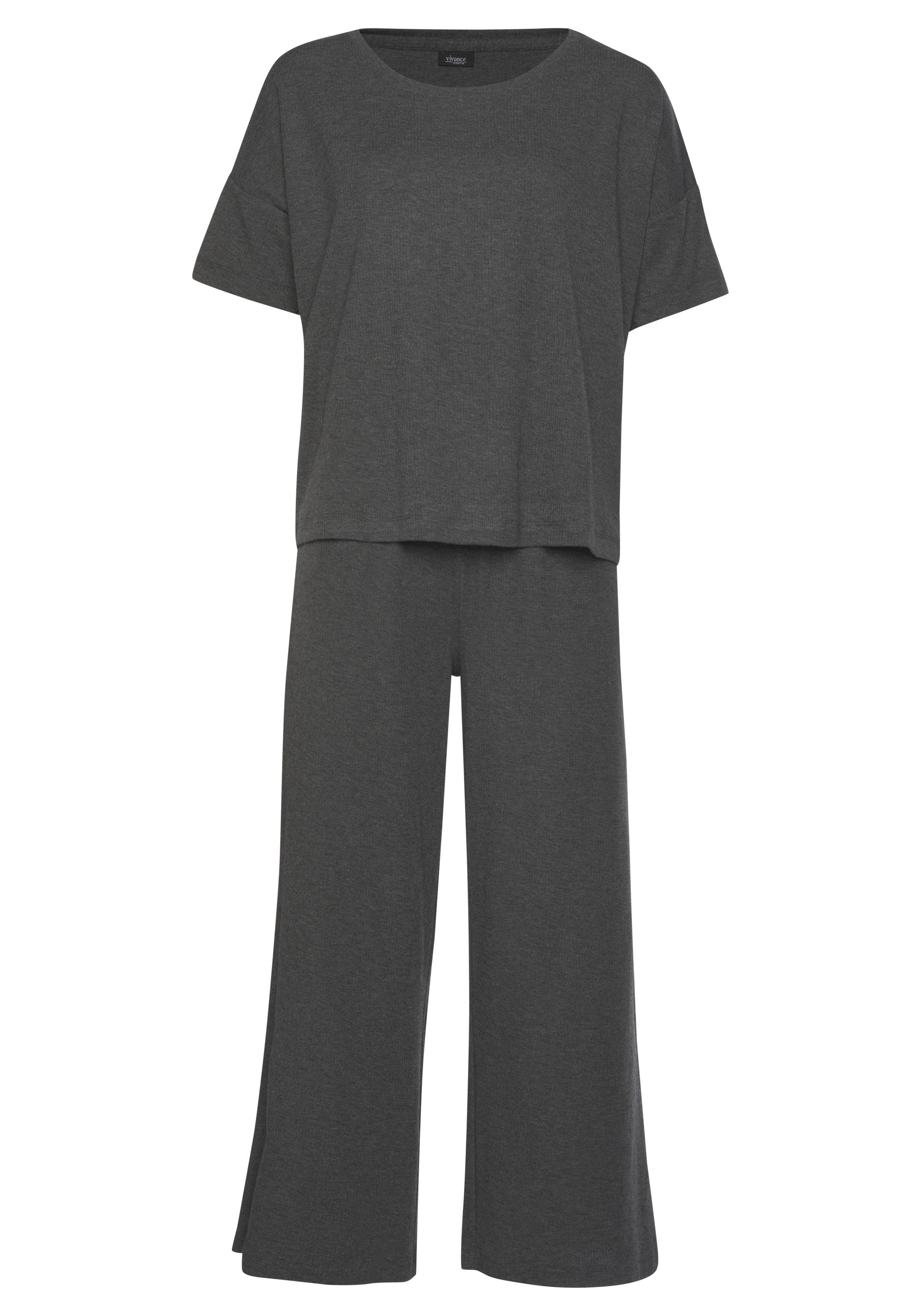 Vivance Dreams Pyjama (2 tlg) in weicher Ripp-Qualität günstig online kaufen
