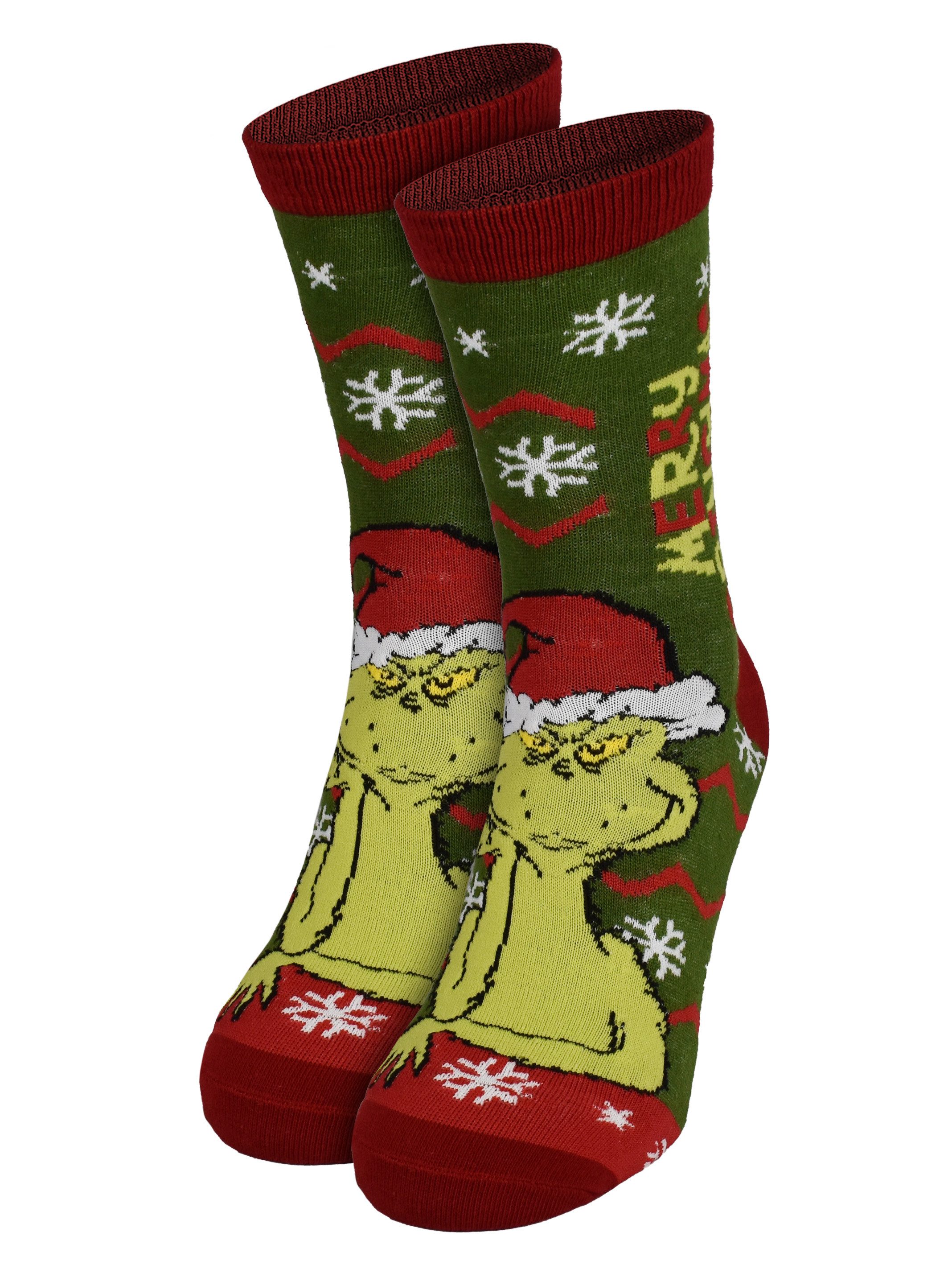 United Labels® Socken The Grinch Socken für Damen - Merry Grinchmas Sneaker Frauen Grün