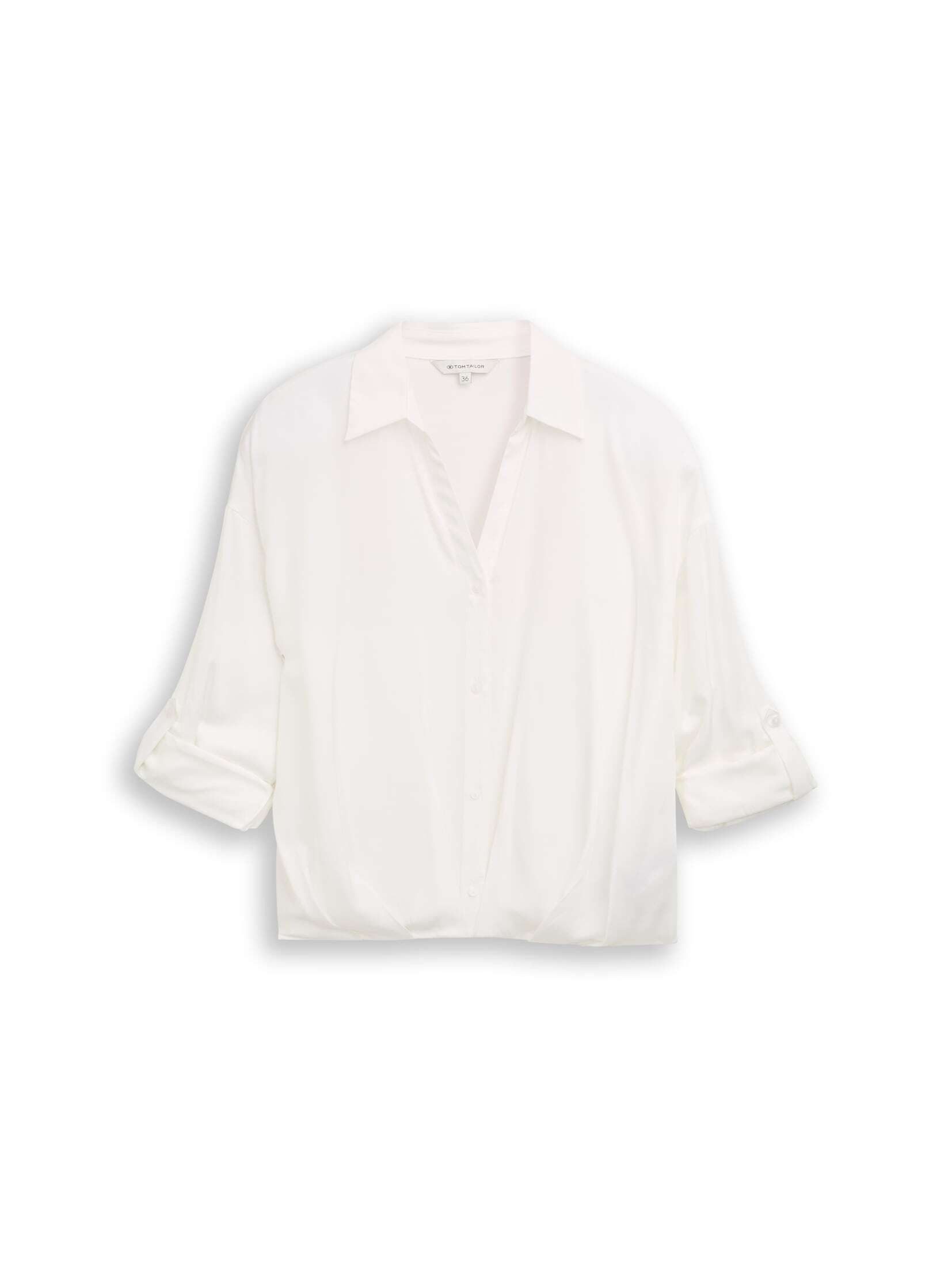 TOM TAILOR Langarmbluse Blusen & Shirts Oversized Satinbluse mit Turn-up-Fu günstig online kaufen