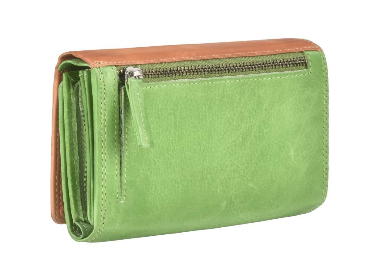 Damenbörse, Geldbörse Kartenfächer, orange-grün Color, bunt, Portemonnaie, 12 15x10cm Mika