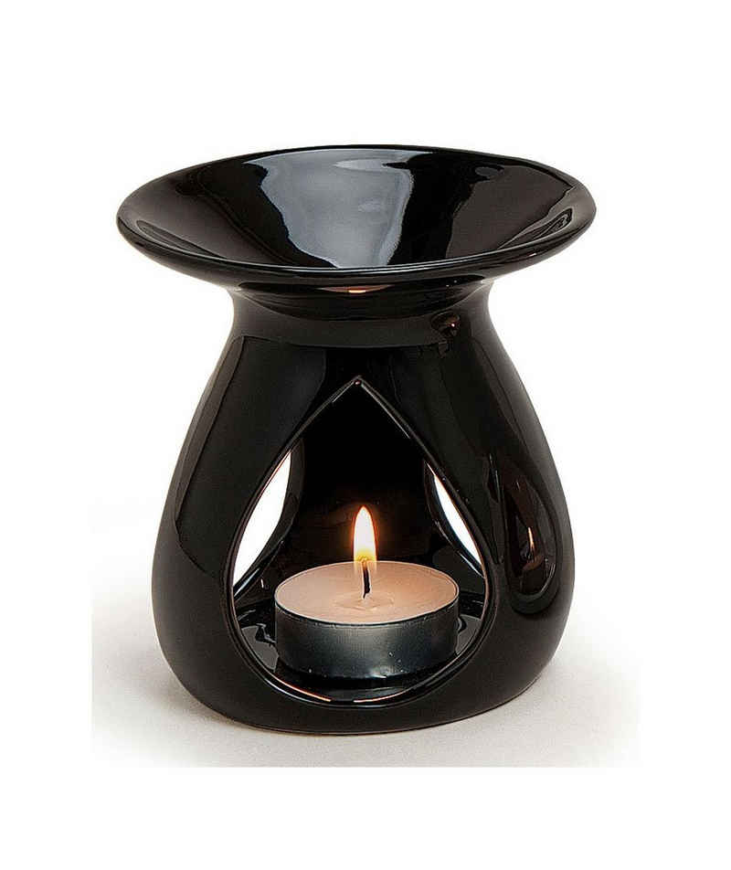 Levandeo® Duftlampe, Duftlampe schwarz - 11x10cm Keramik Öllampe Aromalampe