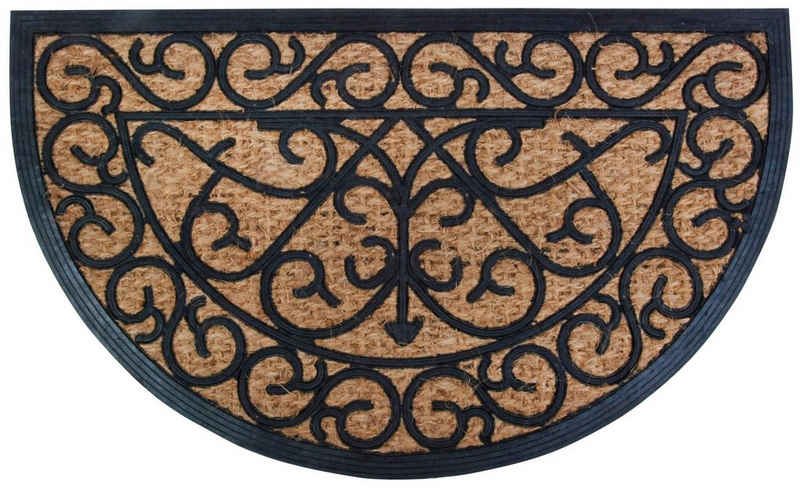 Fußmatte, esschert design, Schmutzfangmatte, mit Kokos-Einlage, halbrund