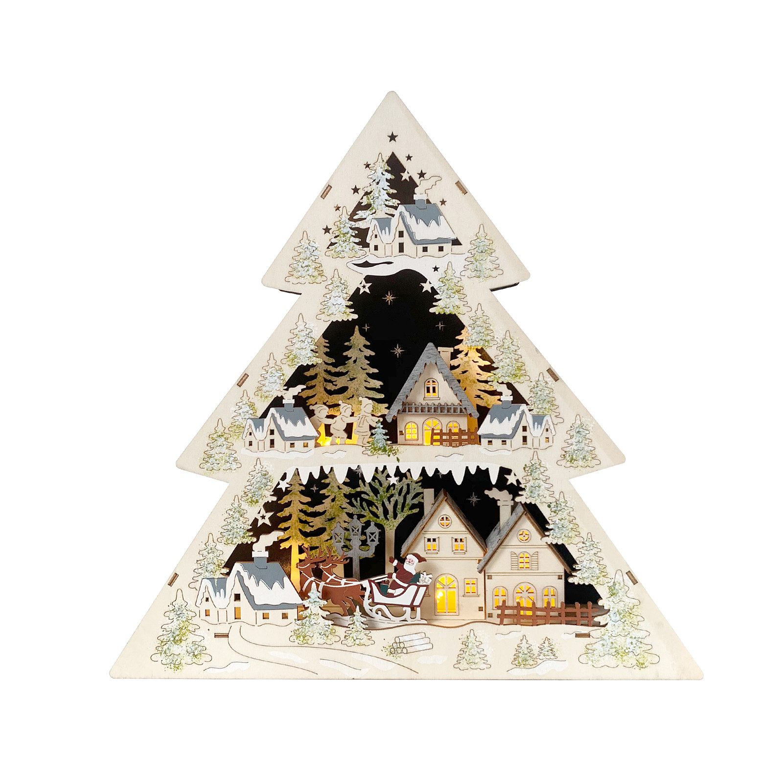 HTI-Living Schwibbogen Leuchtspitze Weihnachtsmann zu Besuch (1-tlg), Schwibbogen Weihnachtsdeko