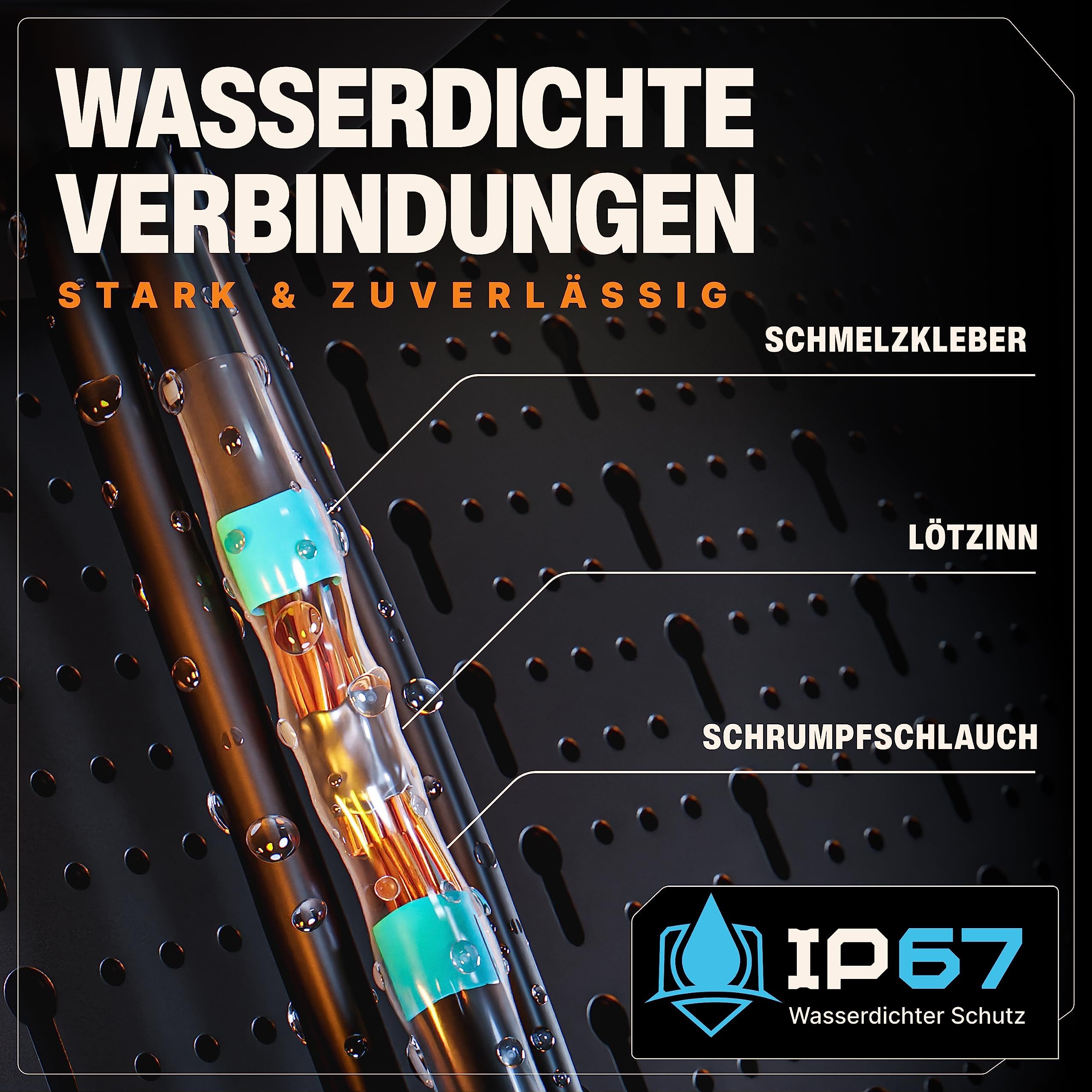 BAURIX Kabelverbinder-Sortiment Lötverbinder Set I IP67 Schrumpfverbinder, 200-tlg., für wasserdichte Kabel-Verbindungen, I Kabelverbinder Set, Stoßverbinder