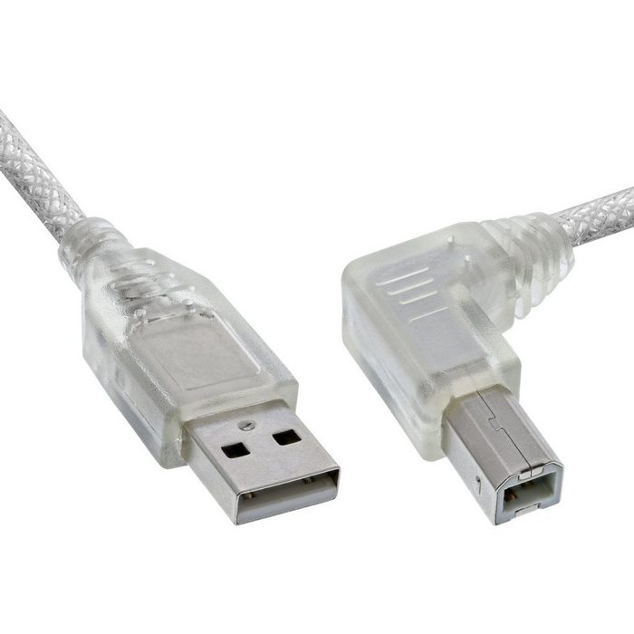 INTOS ELECTRONIC AG InLine® USB 2.0 Kabel A an B rechts abgewinkelt transparent 5m USB-Kabel
