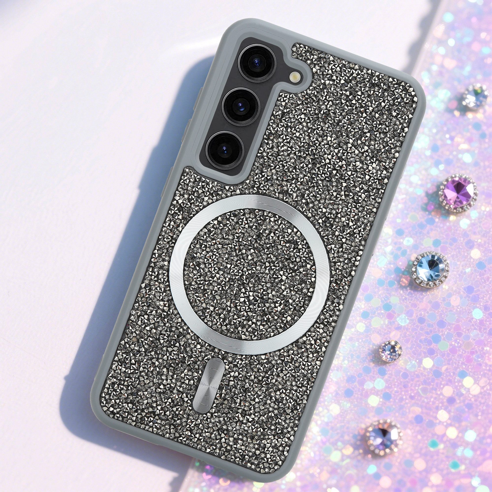 Cadorabo Handyhülle Samsung Galaxy S23, Hülle Schutzhülle Case Cover kompatibel mit Magsafe Diamant Glitzer – Bild 2 von 5