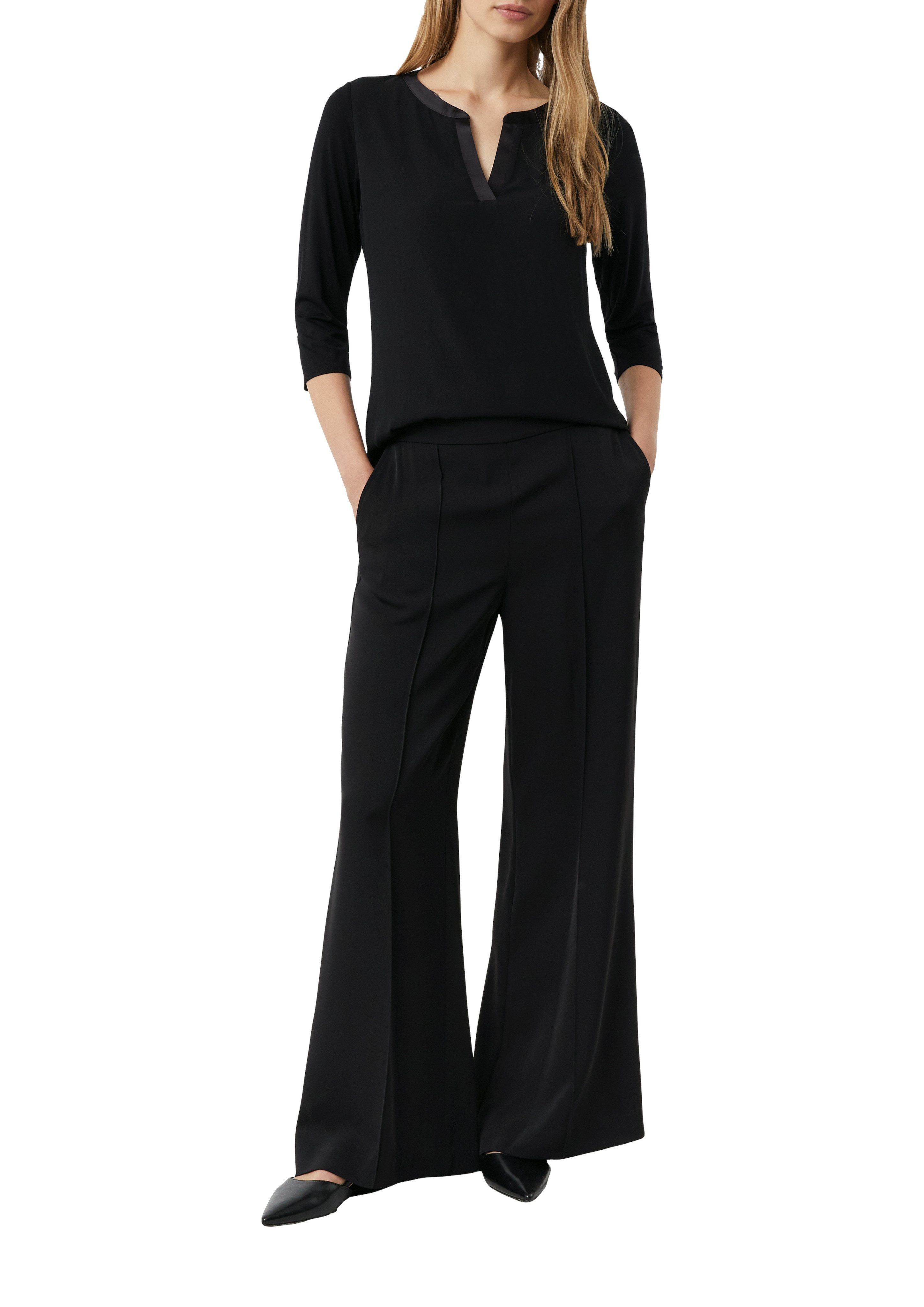 comma 3/4-Arm-Shirt mit Satin-Blende günstig online kaufen