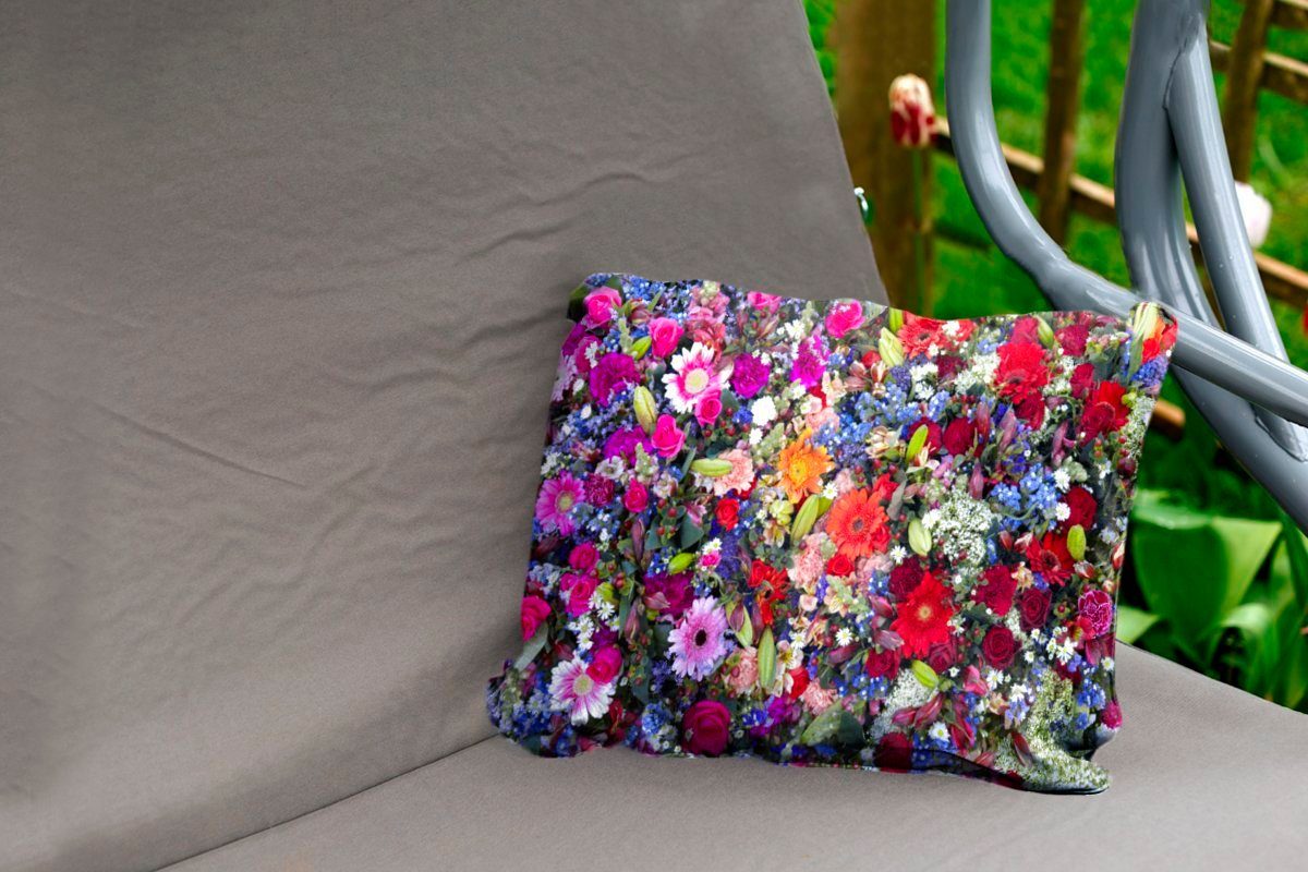 Dekokissenbezug, MuchoWow Polyester, Dekokissen Farben, mit leuchtenden Kissenhülle Ein Design Outdoor-Dekorationskissen, florales