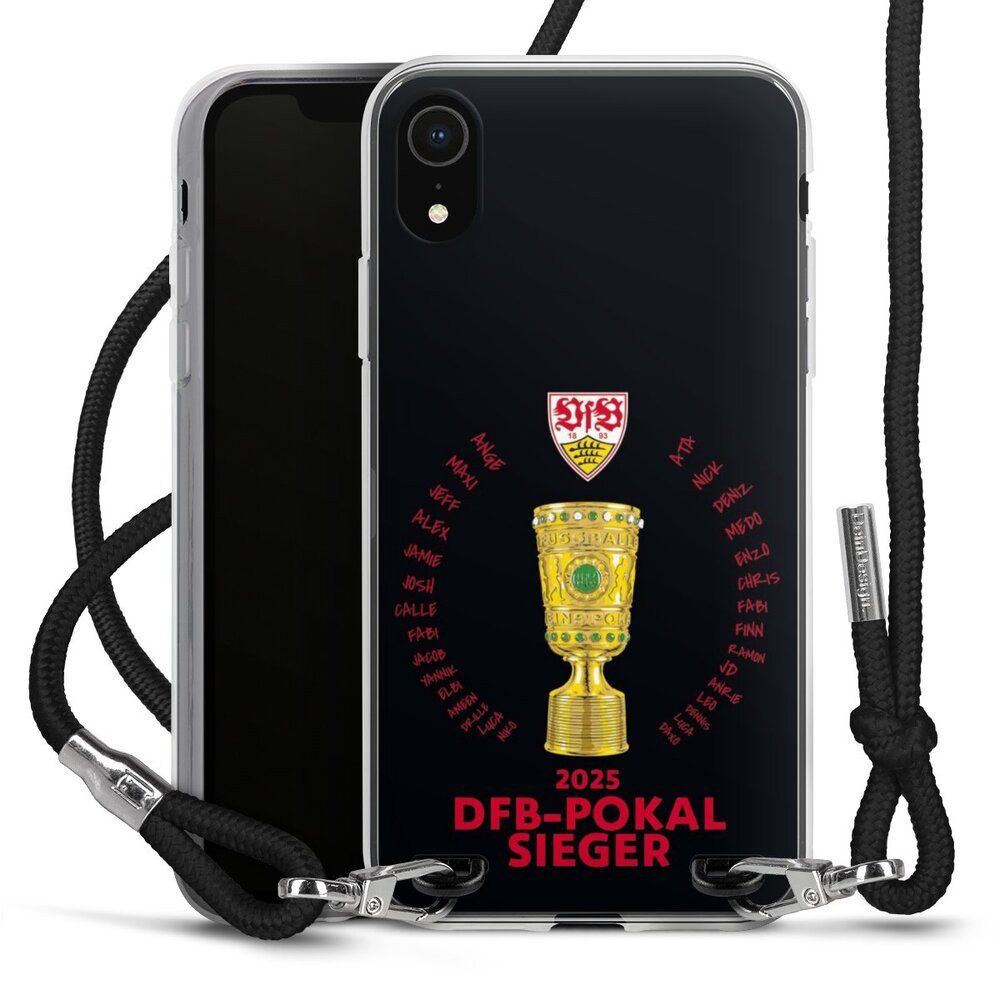DeinDesign Handyhülle VfB Stuttgart Pokal Offizielles Lizenzprodukt, Apple iPhone Xr Handykette Hülle mit Band Case zum Umhängen