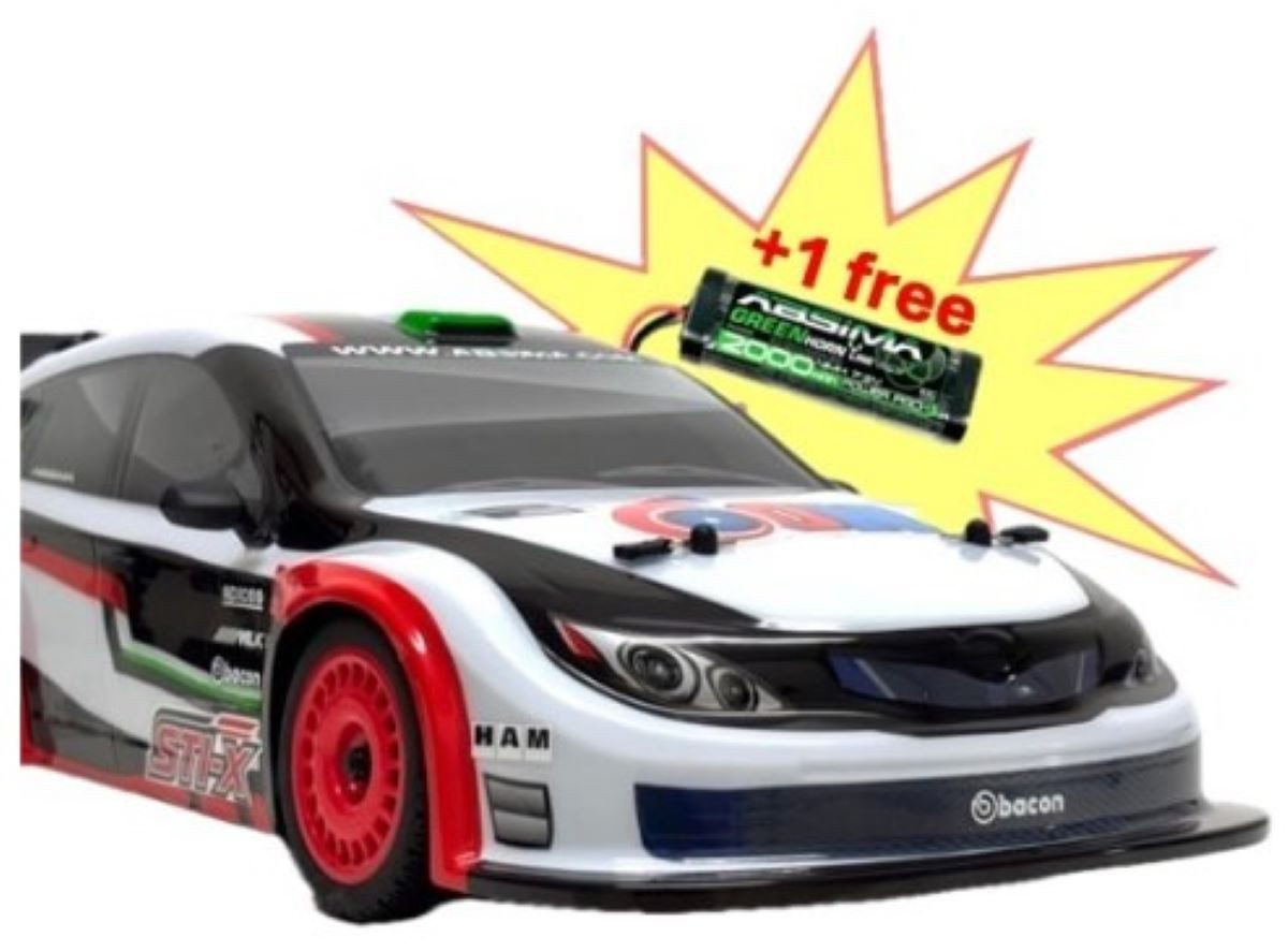 Absima RC-Auto 1:10 EP On-road "STi-X" brushed Allrad Ready-to-Race (Spar-Set, inkl. Fernsteuerung), Edition mit kostenlosem Fahrakku
