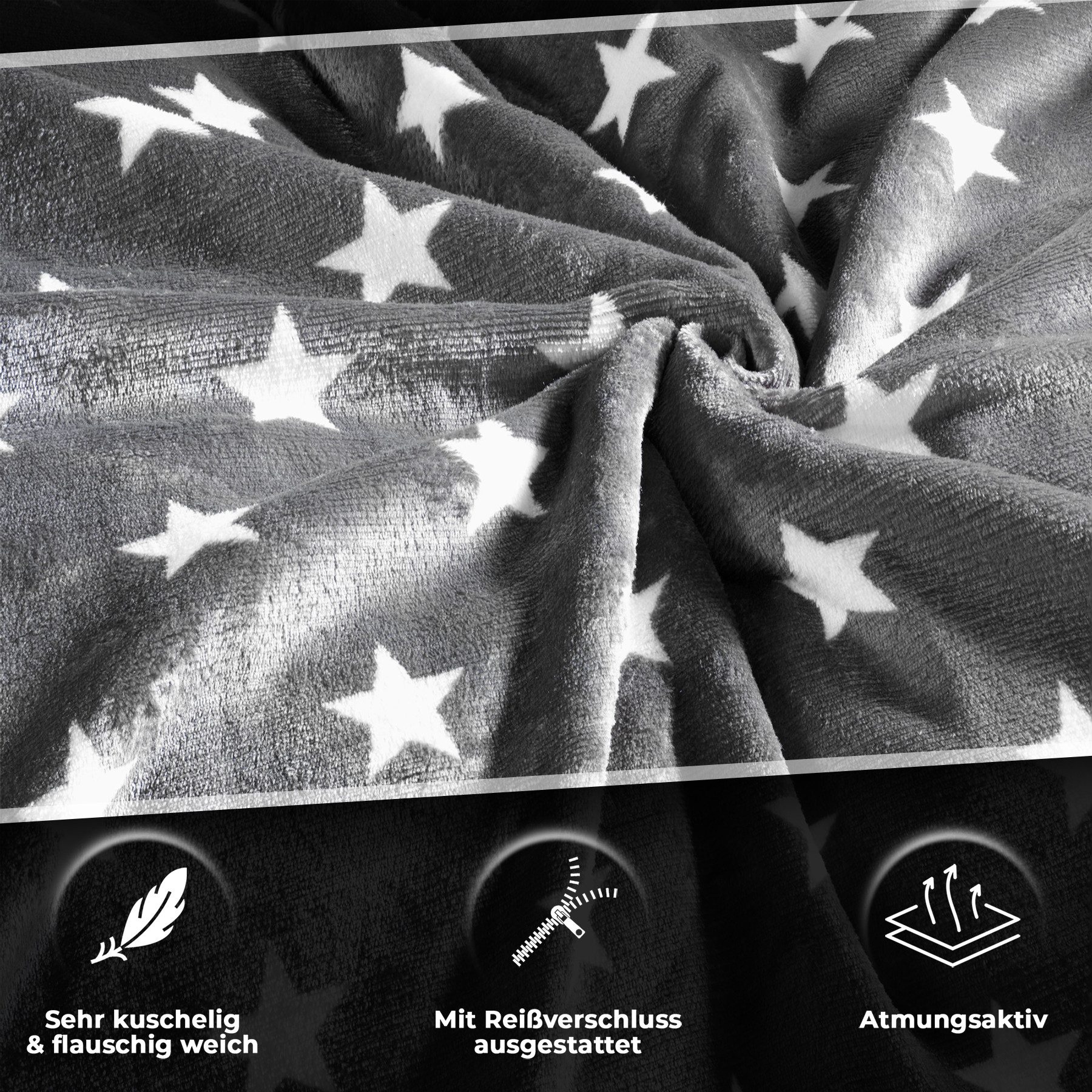 Malika Wendebettwäsche 135x200 + 80x80 cm Cashmere Touch Sterne Bettwäsche, atmungsaktiv, Für Allergiker geeignet, pflegeleicht, angenehm weicher Stoff