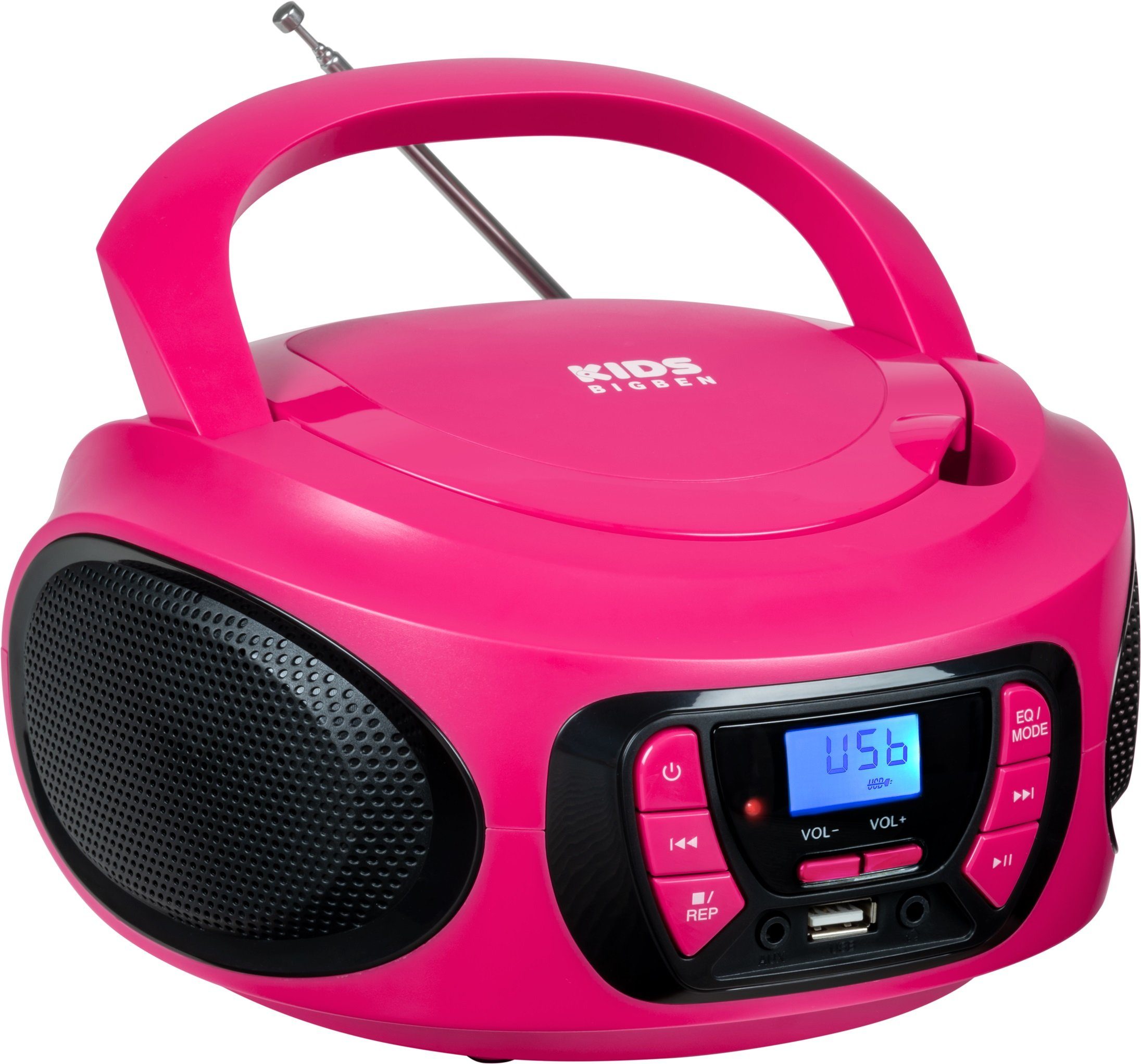 Kids (FM-Tuner) CD-Radiorecorder AU387292 BigBen USB/BT Tragbares pink CD/Radio